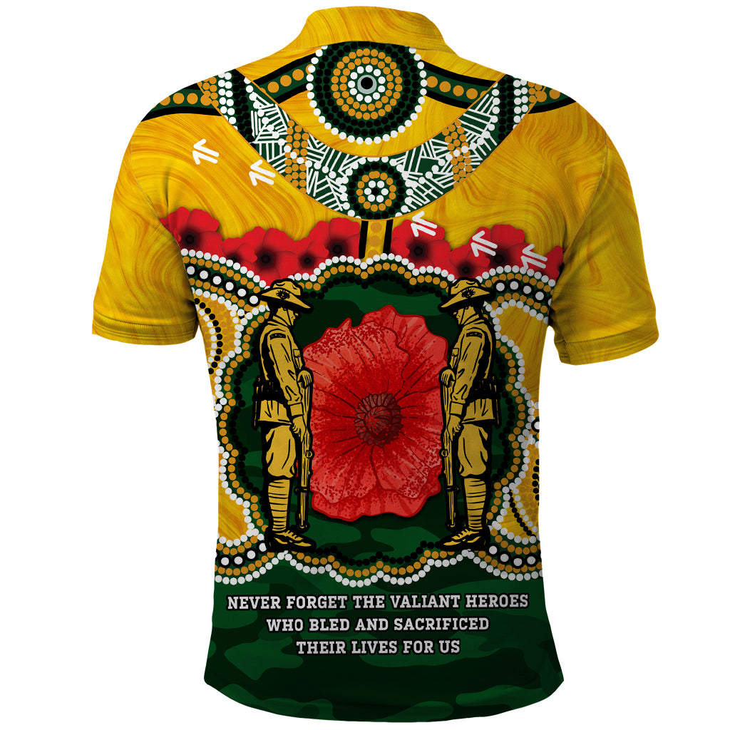 Matildas ANZAC Day 2024 Polo Shirt Australian Army We Will Remember Them Aboriginal Art - Vibe Hoodie Shop