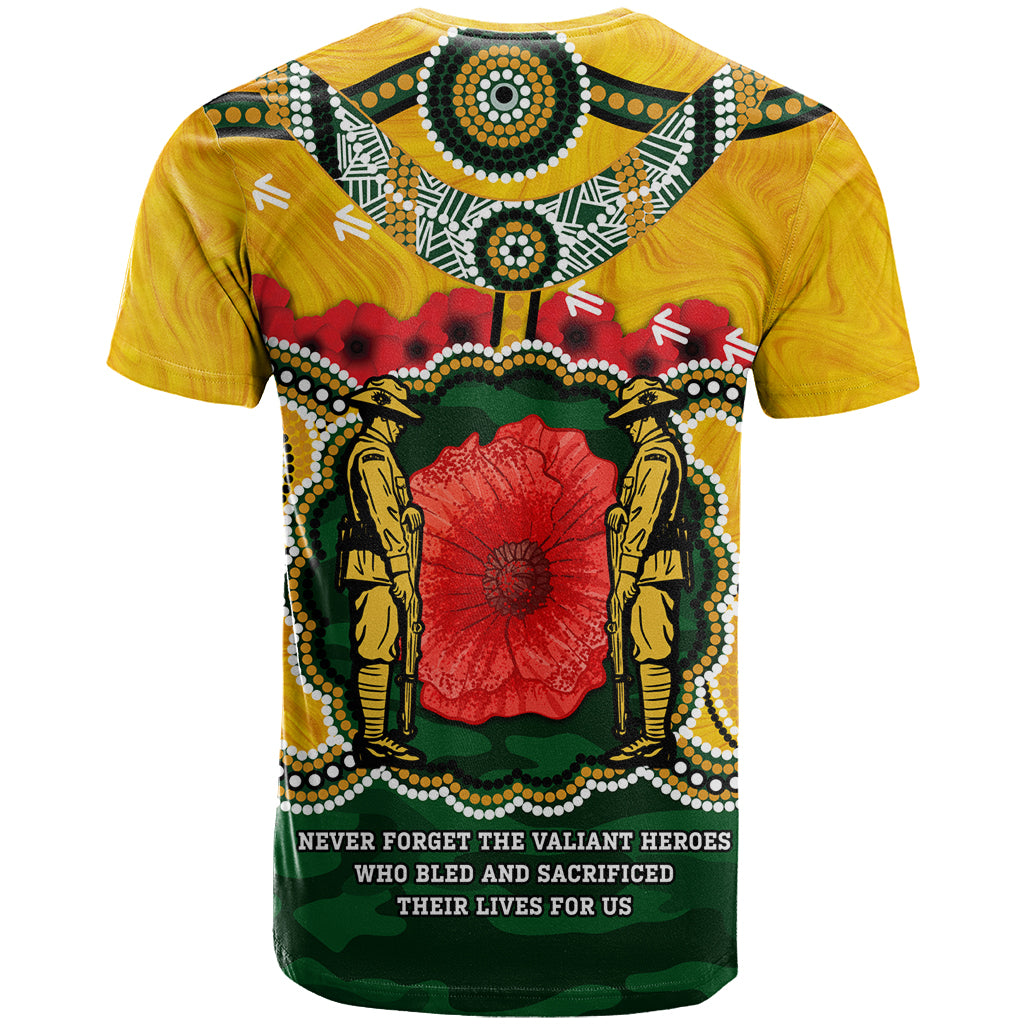 Matildas ANZAC Day 2024 T Shirt Australian Army We Will Remember Them Aboriginal Art - Vibe Hoodie Shop