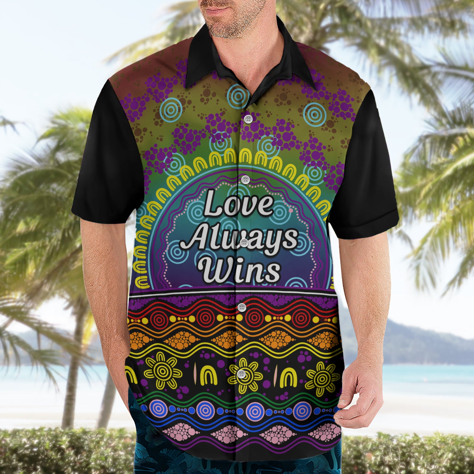 Australia LGBT History Month Hawaiian Shirt Love Always Wins Aboriginal - Vibe Hoodie Shop