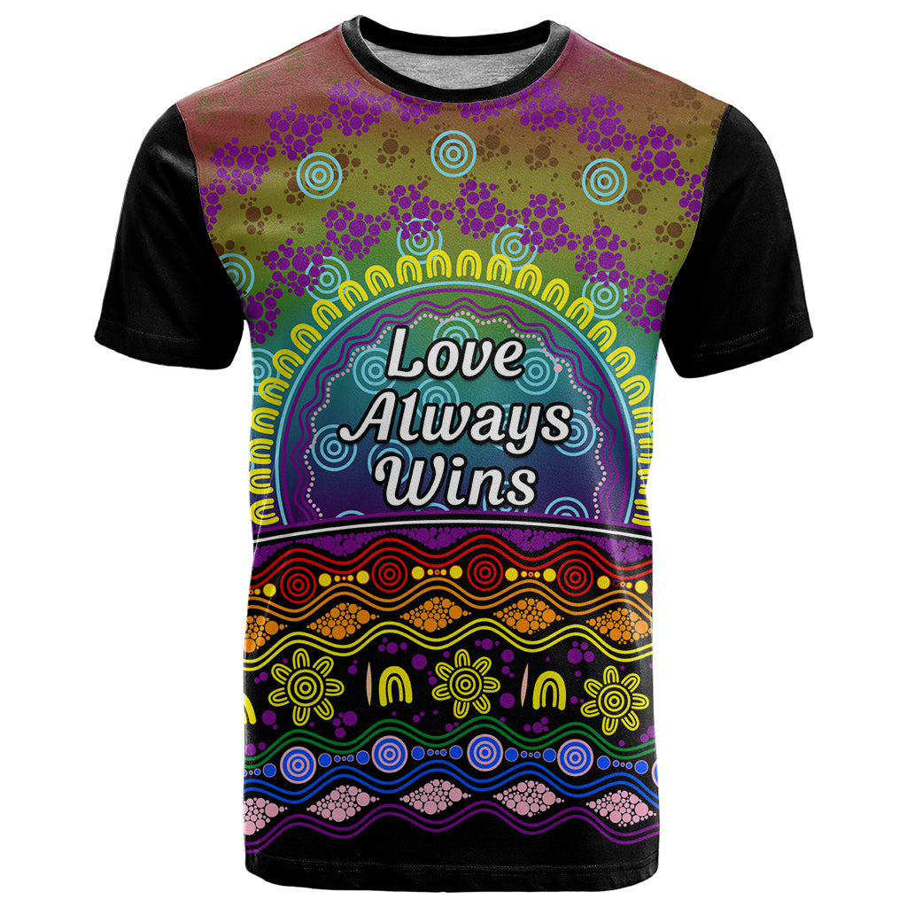 Australia LGBT History Month T Shirt Love Always Wins Aboriginal - Vibe Hoodie Shop