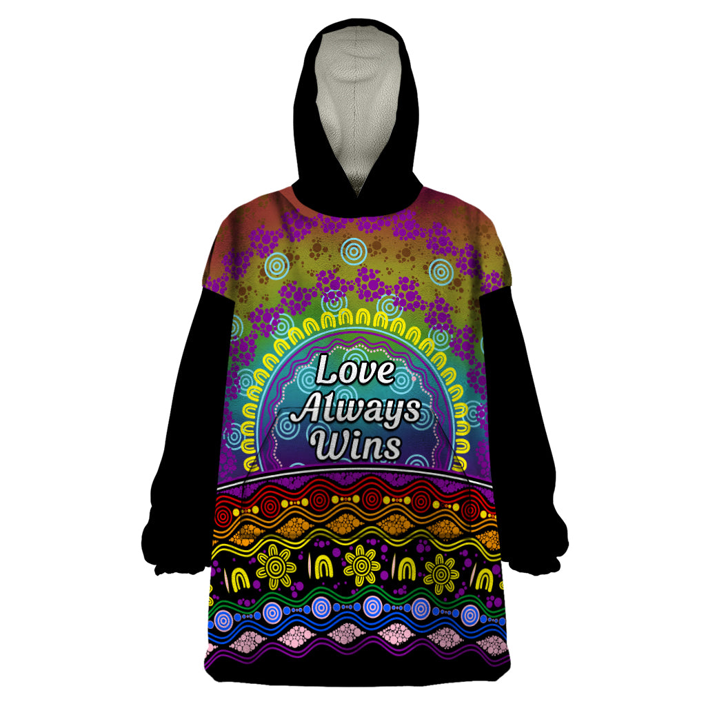 Australia LGBT History Month Wearable Blanket Hoodie Love Always Wins Aboriginal - Vibe Hoodie Shop