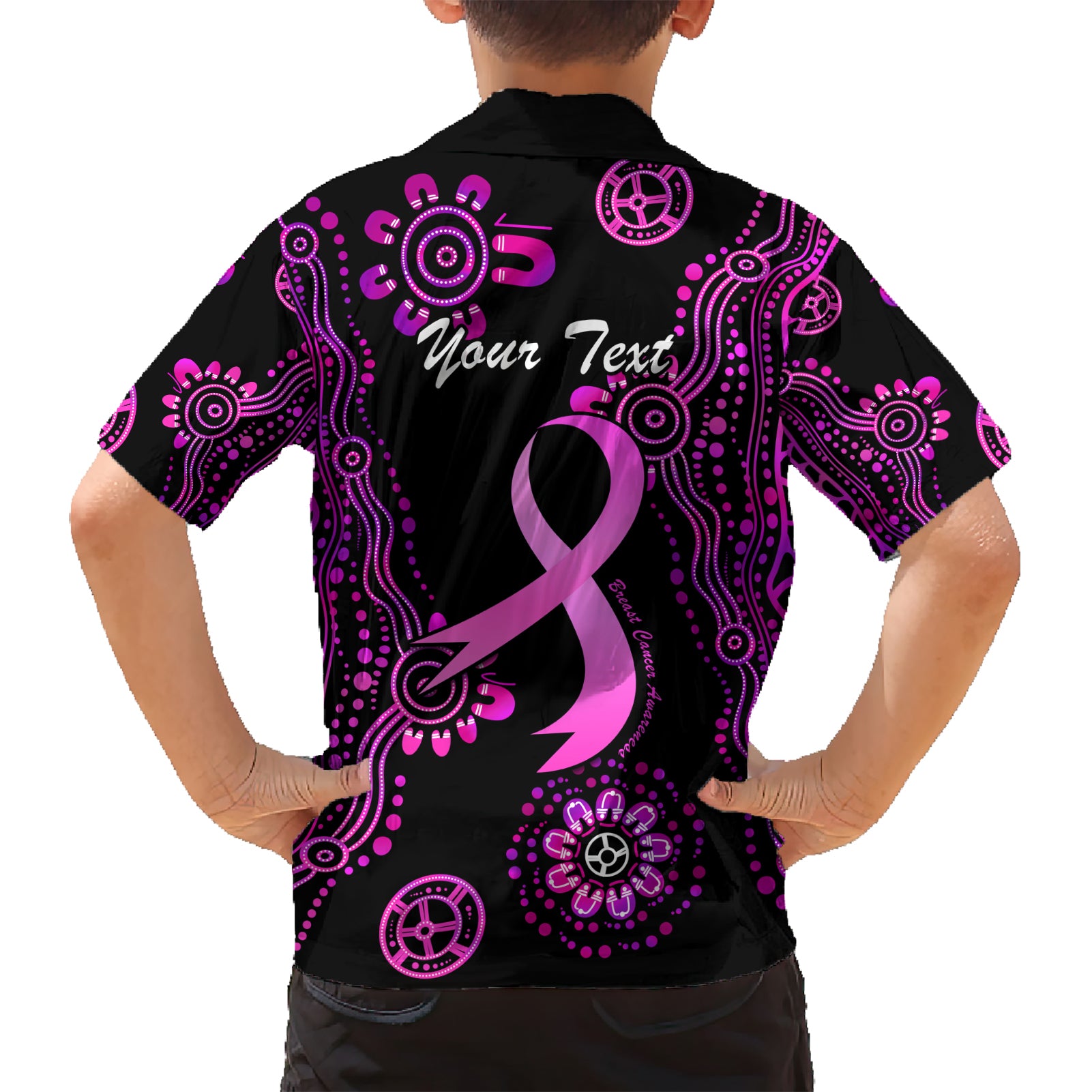 Personalised Faith Hope Love Australia Breast Cancer Hawaiian Shirt Pink Ribbon Indigenous - Vibe Hoodie Shop