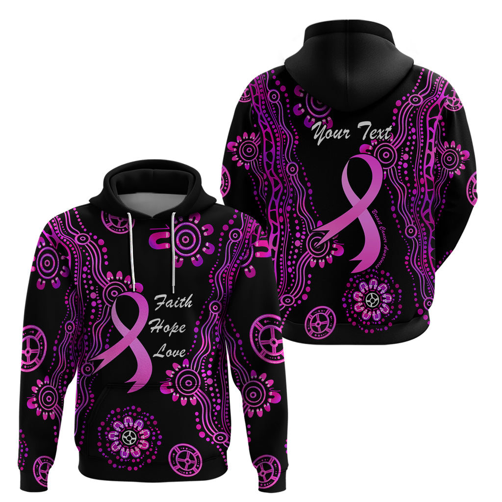 Personalised Faith Hope Love Australia Breast Cancer Hoodie Pink Ribbon Indigenous - Vibe Hoodie Shop