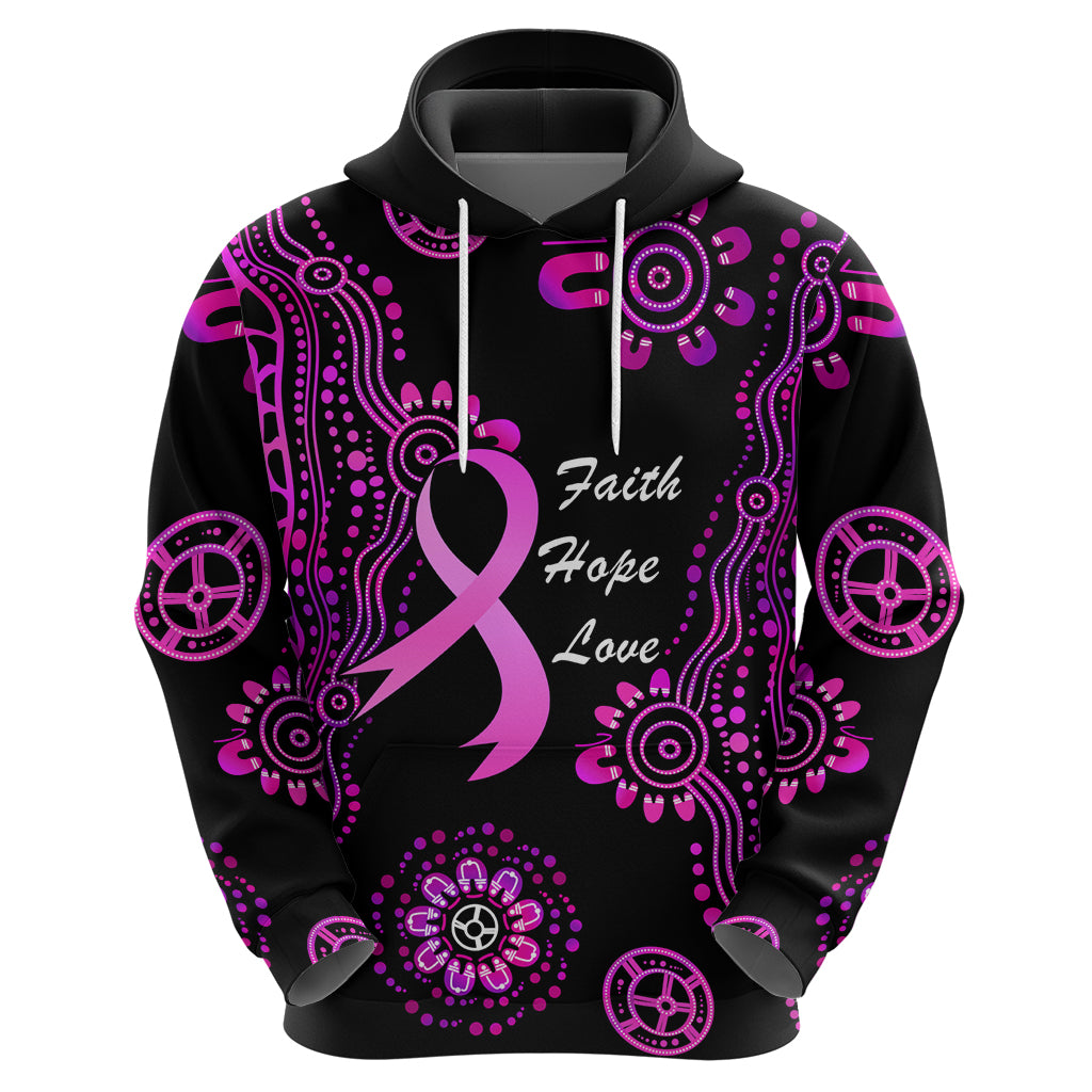 Personalised Faith Hope Love Australia Breast Cancer Hoodie Pink Ribbon Indigenous - Vibe Hoodie Shop