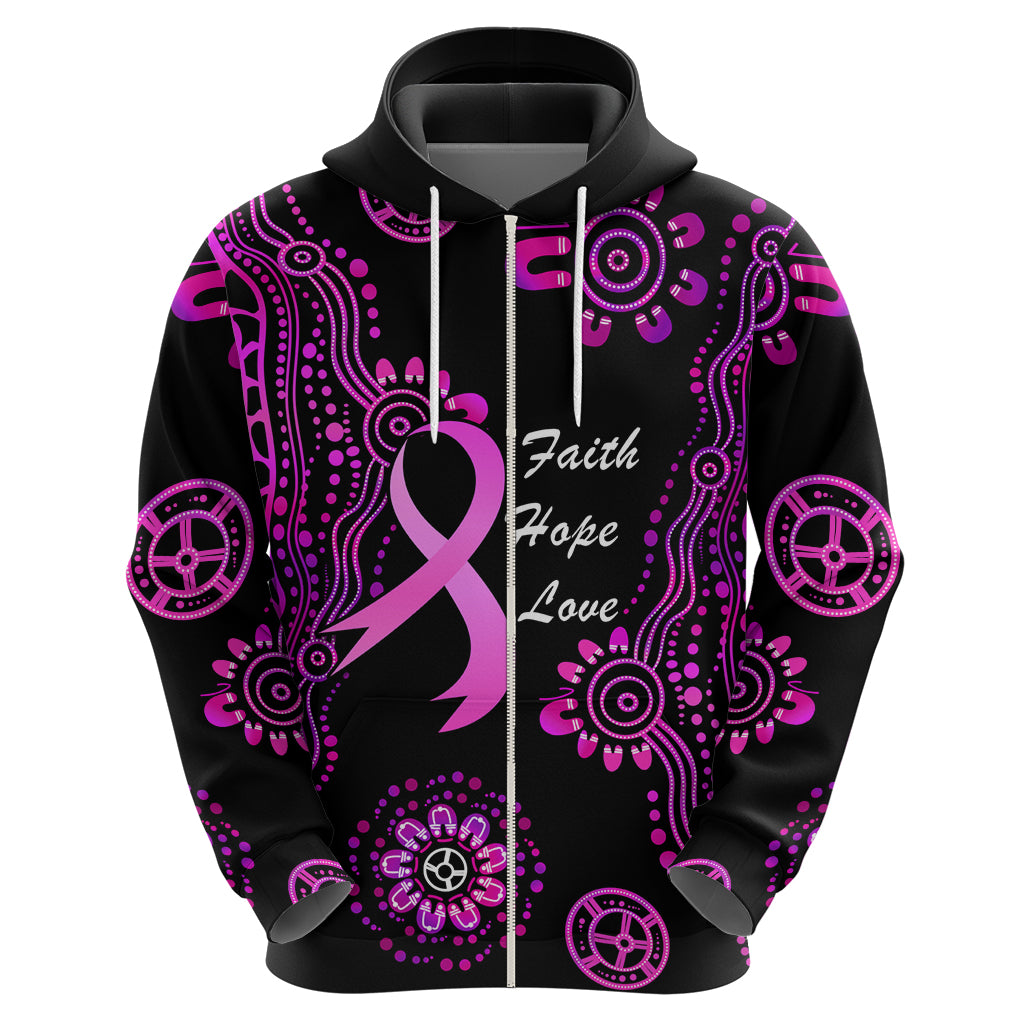 Personalised Faith Hope Love Australia Breast Cancer Hoodie Pink Ribbon Indigenous - Vibe Hoodie Shop