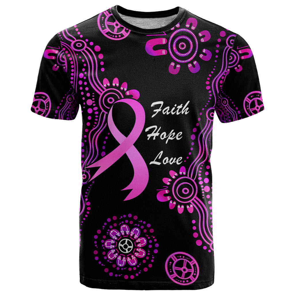 Personalised Faith Hope Love Australia Breast Cancer T Shirt Pink Ribbon Indigenous - Vibe Hoodie Shop