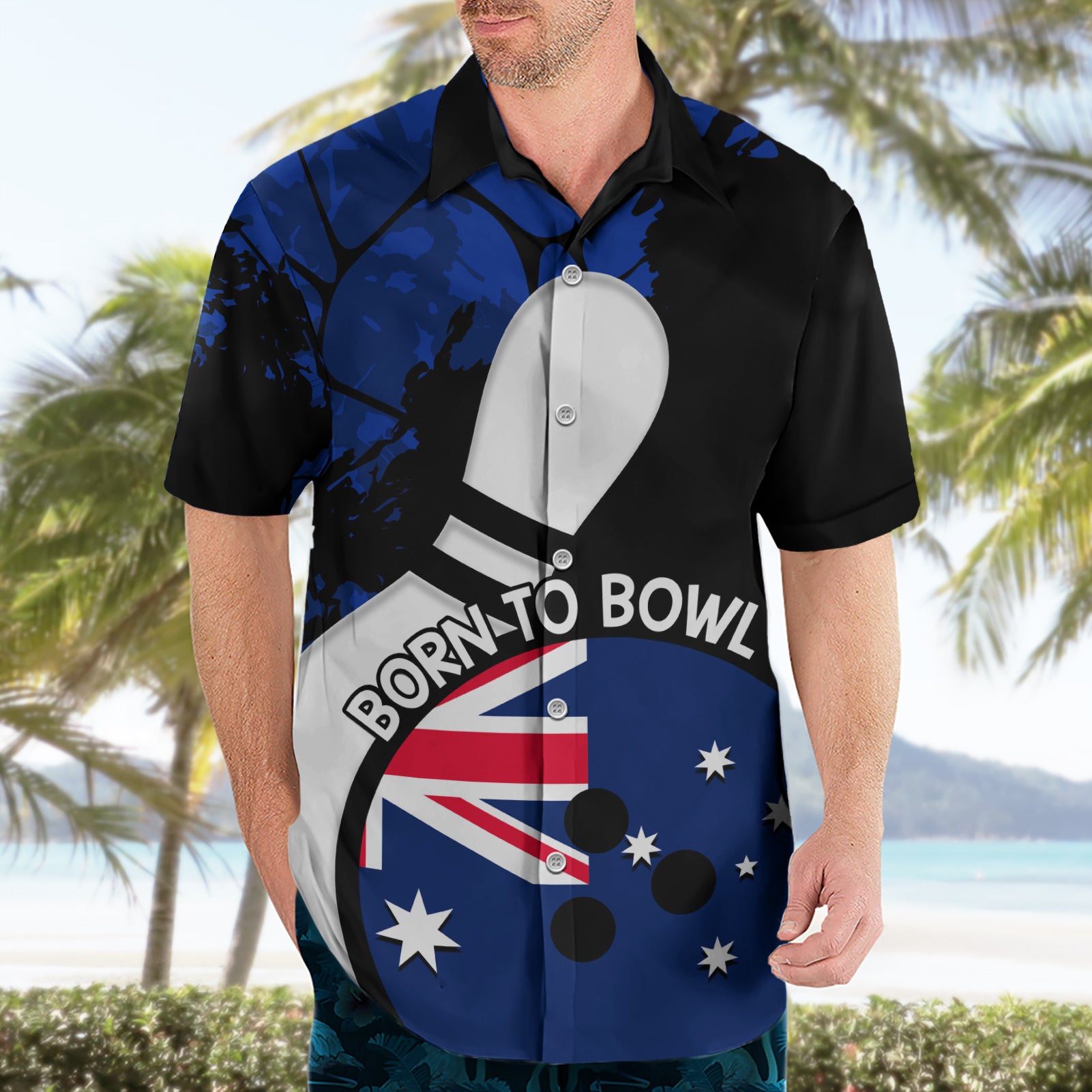 Personalised Australia Bowling Born To Bowl Hawaiian Shirt Grunge Style - Vibe Hoodie Shop
