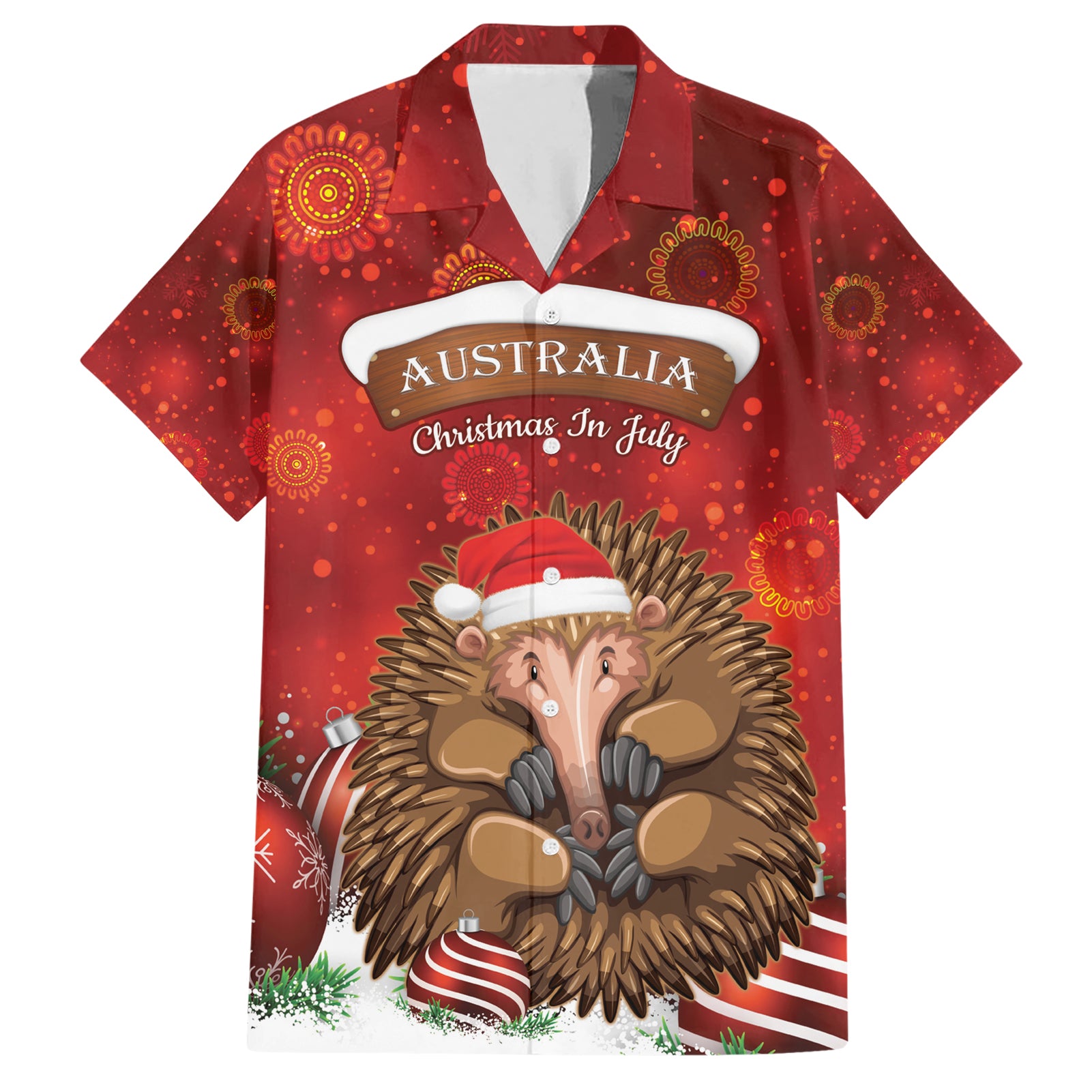 Australia Christmas In July Hawaiian Shirt Echidna Santa Claus - Vibe Hoodie Shop