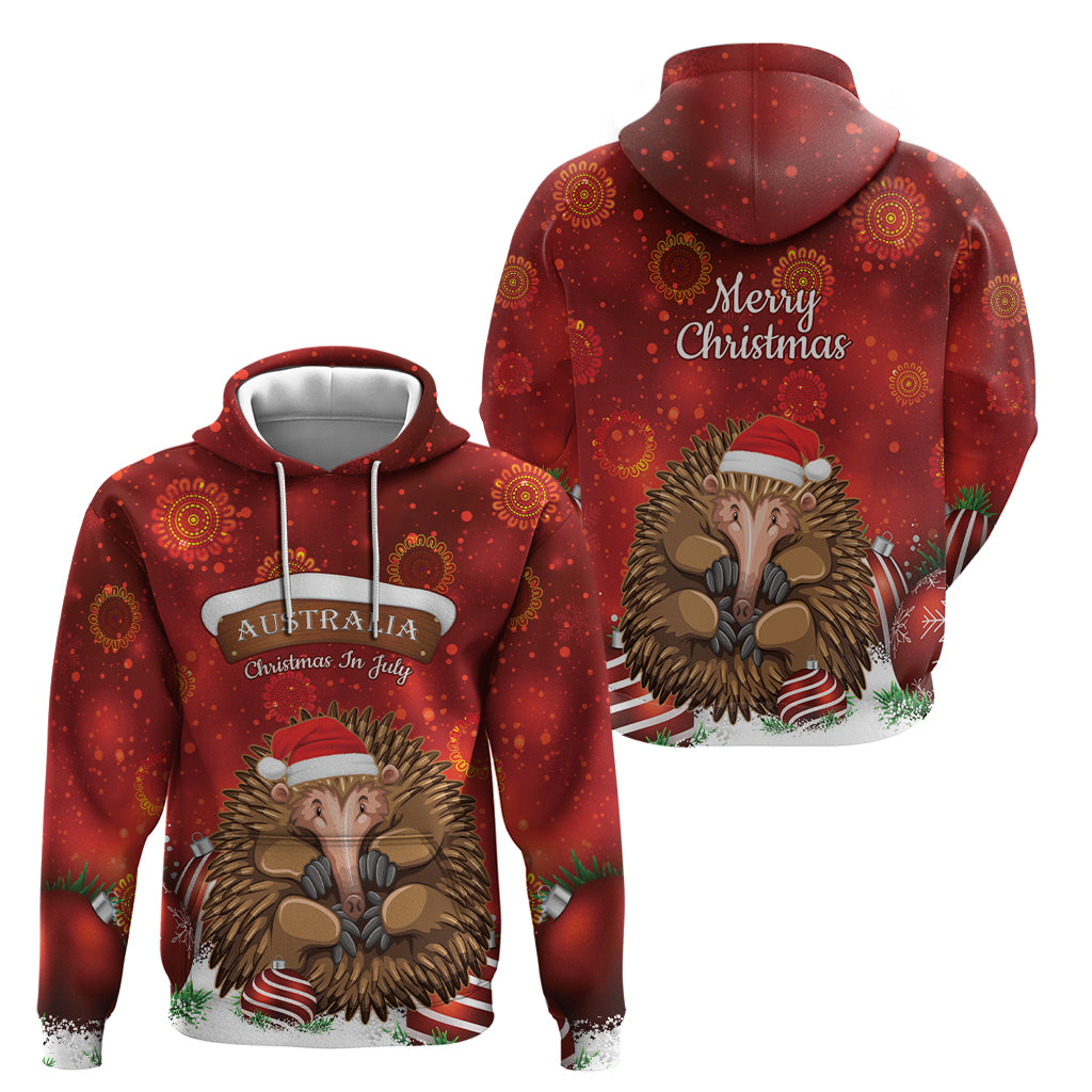 Australia Christmas In July Hoodie Echidna Santa Claus - Vibe Hoodie Shop