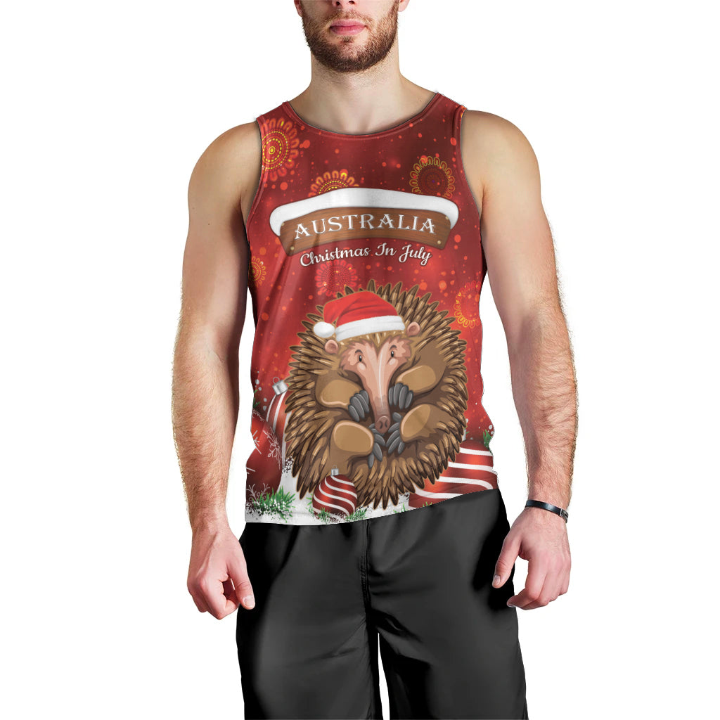 Australia Christmas In July Men Tank Top Echidna Santa Claus - Vibe Hoodie Shop