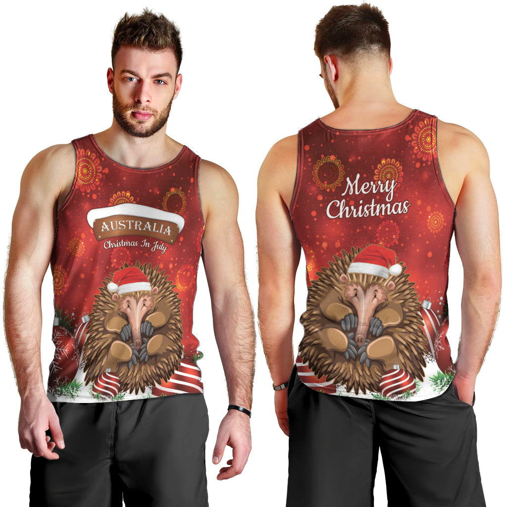 Australia Christmas In July Men Tank Top Echidna Santa Claus - Vibe Hoodie Shop