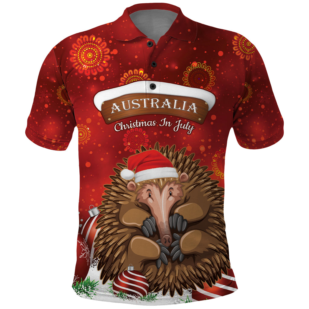 Australia Christmas In July Polo Shirt Echidna Santa Claus - Vibe Hoodie Shop