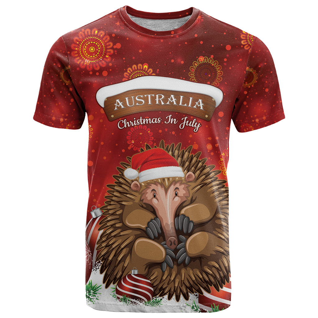 Australia Christmas In July T Shirt Echidna Santa Claus - Vibe Hoodie Shop