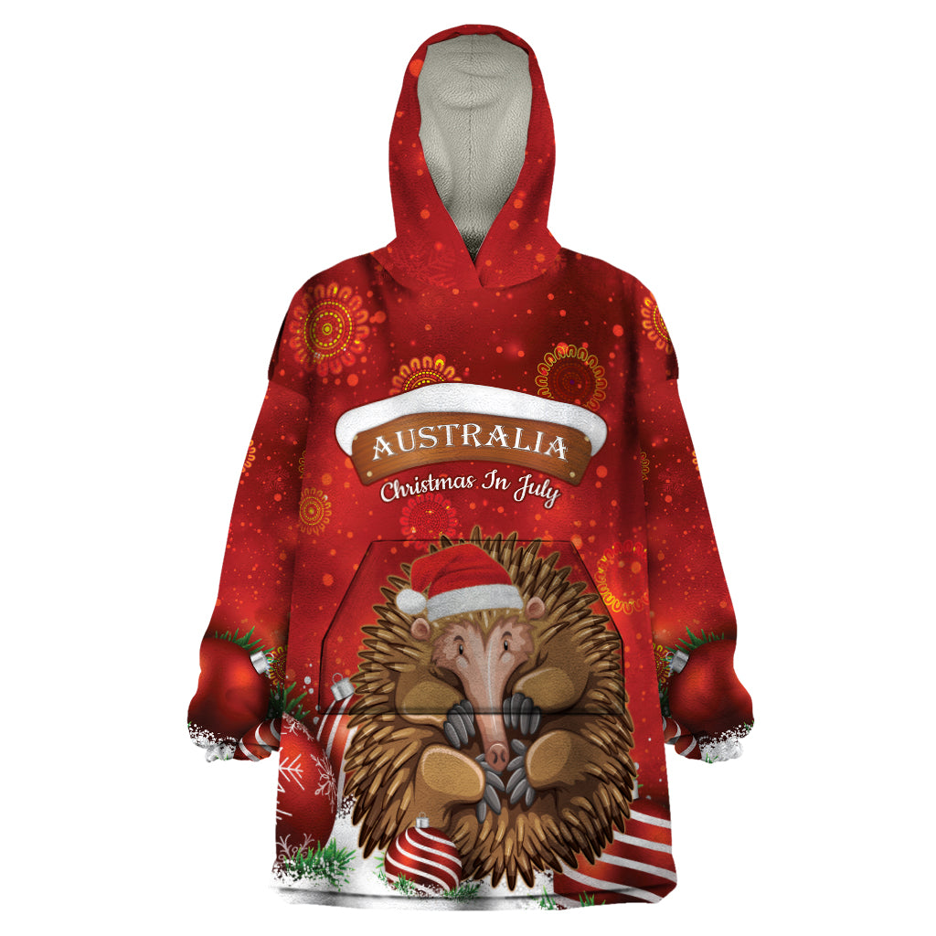 Australia Christmas In July Wearable Blanket Hoodie Echidna Santa Claus - Vibe Hoodie Shop