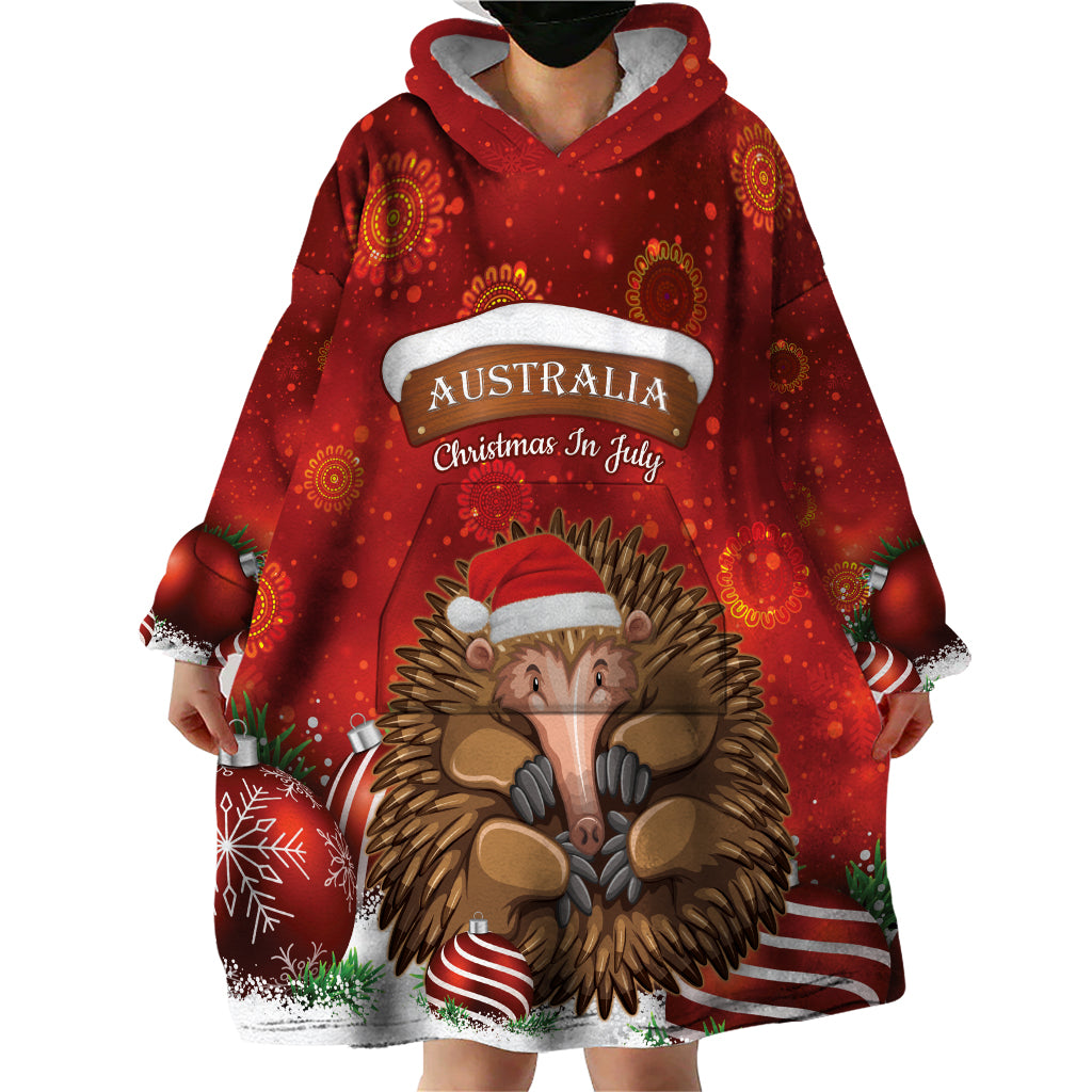 Australia Christmas In July Wearable Blanket Hoodie Echidna Santa Claus - Vibe Hoodie Shop