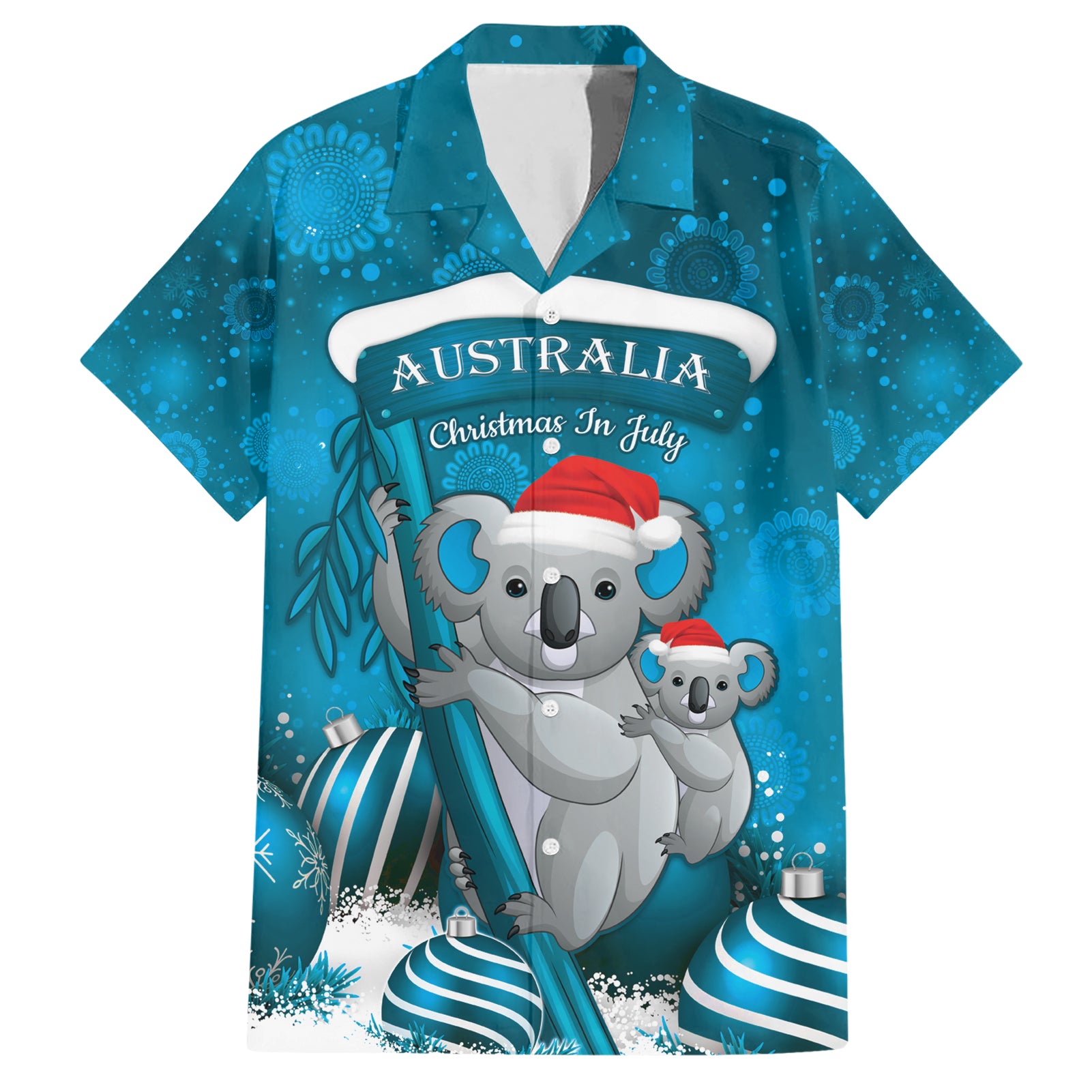 Australia Christmas In July Hawaiian Shirt Mommy and Baby Koala Santa - Blue - Vibe Hoodie Shop