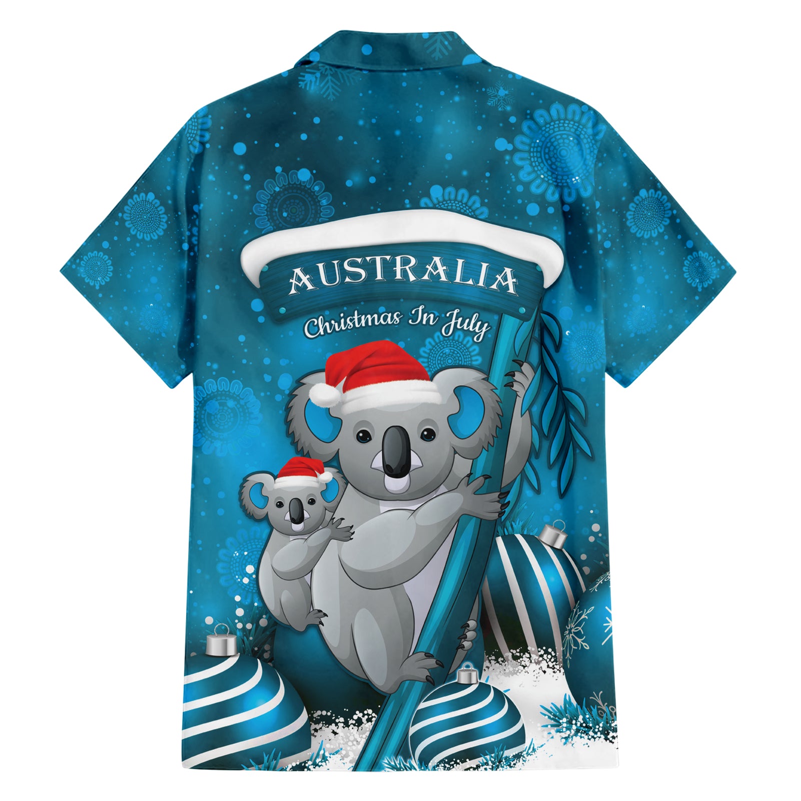 Australia Christmas In July Hawaiian Shirt Mommy and Baby Koala Santa - Blue - Vibe Hoodie Shop