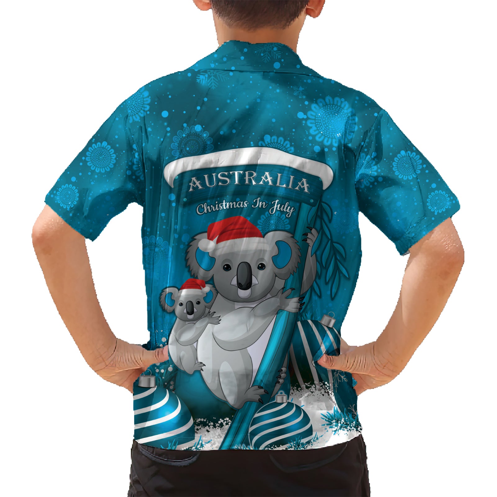 Australia Christmas In July Hawaiian Shirt Mommy and Baby Koala Santa - Blue - Vibe Hoodie Shop