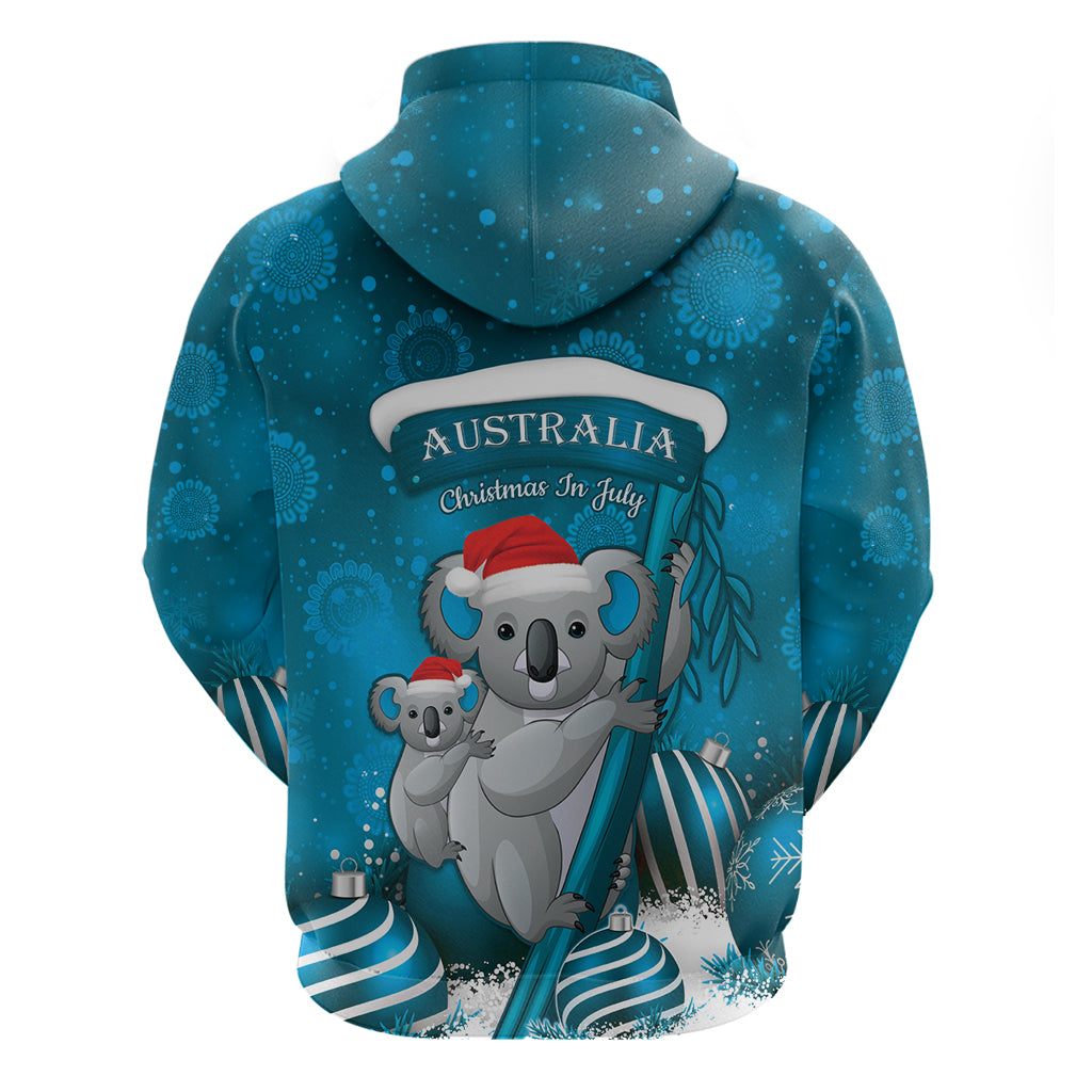 Australia Christmas In July Hoodie Mommy and Baby Koala Santa - Blue - Vibe Hoodie Shop