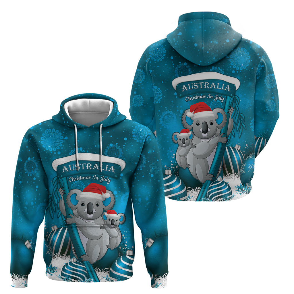 Australia Christmas In July Hoodie Mommy and Baby Koala Santa - Blue - Vibe Hoodie Shop