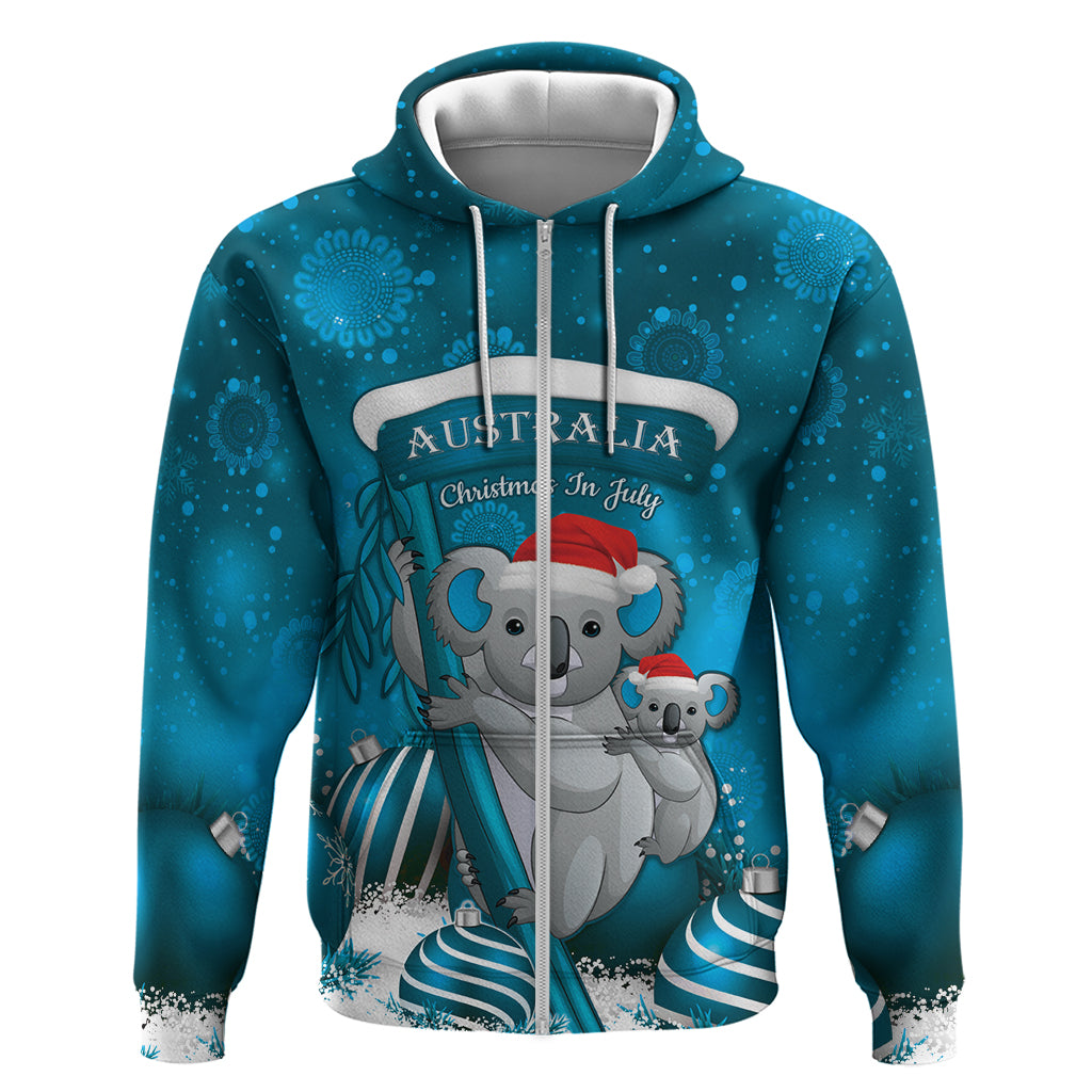 Australia Christmas In July Hoodie Mommy and Baby Koala Santa - Blue - Vibe Hoodie Shop