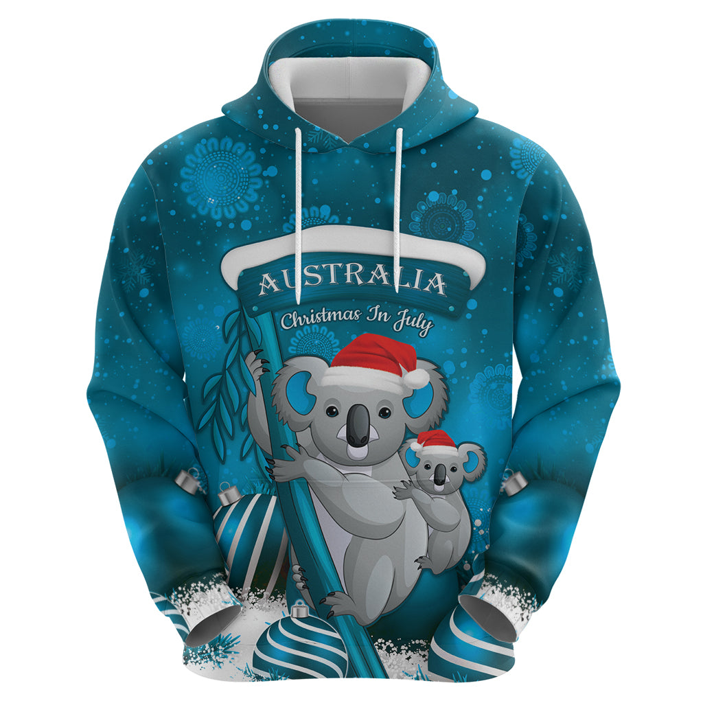Australia Christmas In July Hoodie Mommy and Baby Koala Santa - Blue - Vibe Hoodie Shop