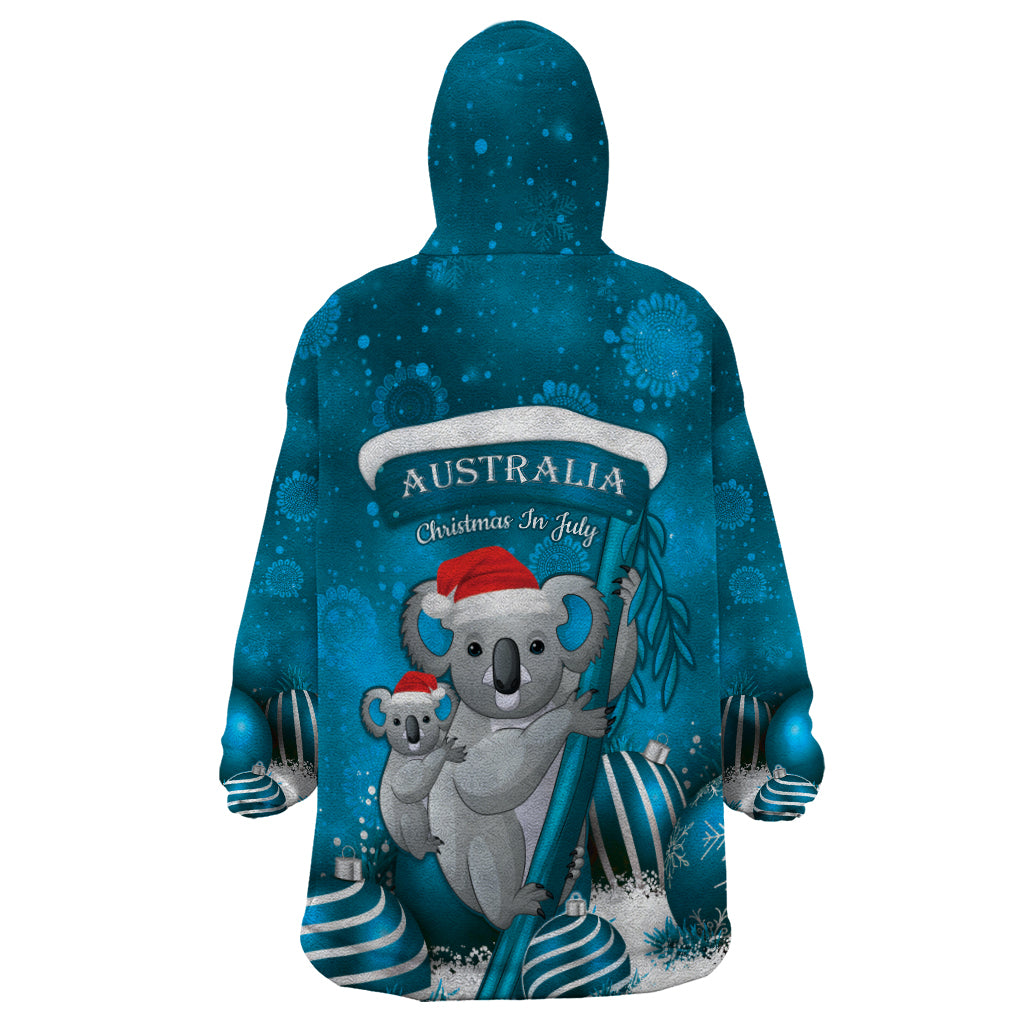 Australia Christmas In July Wearable Blanket Hoodie Mommy and Baby Koala Santa - Blue - Vibe Hoodie Shop