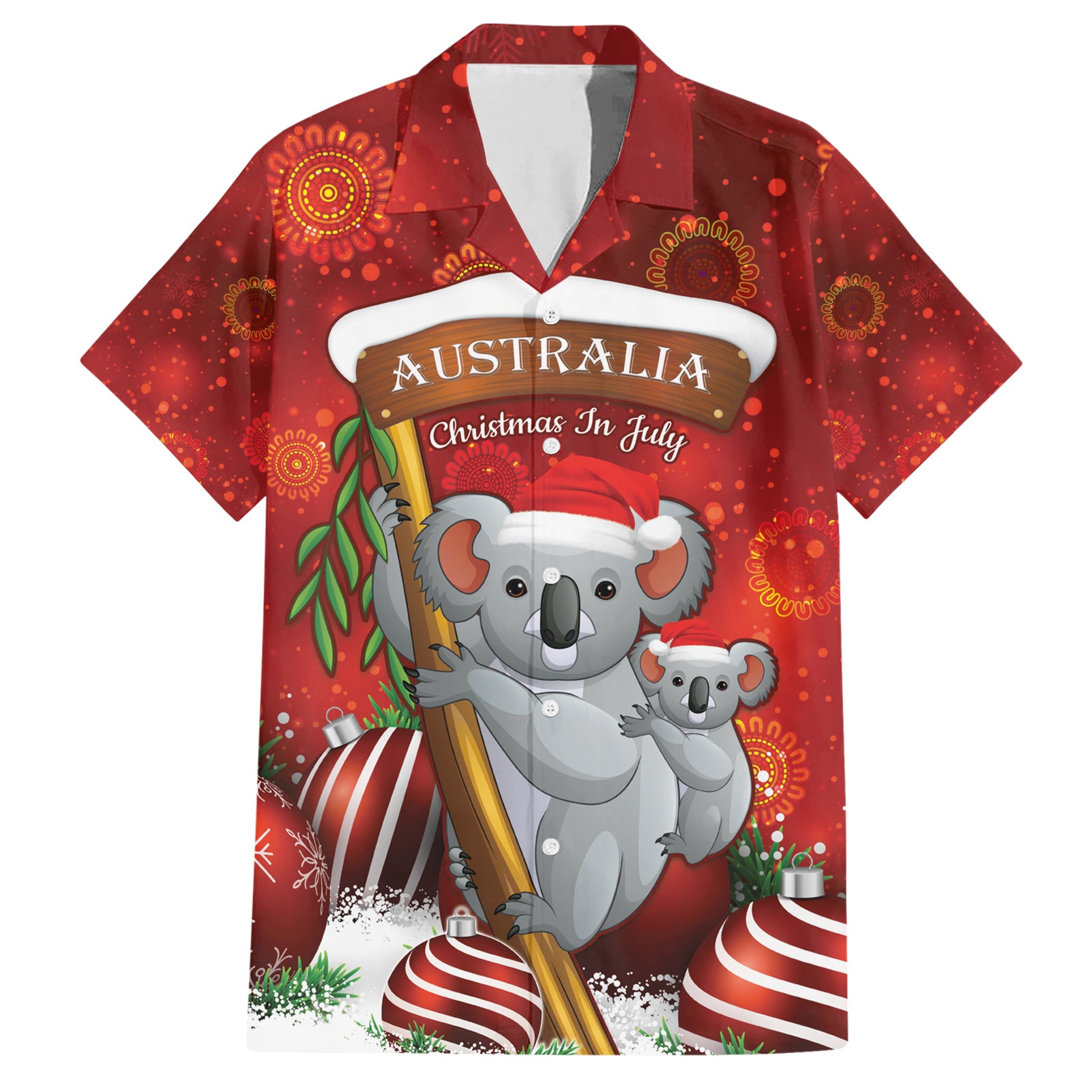 Australia Koala Hawaiian Shirt Christmas In July - Red - Vibe Hoodie Shop