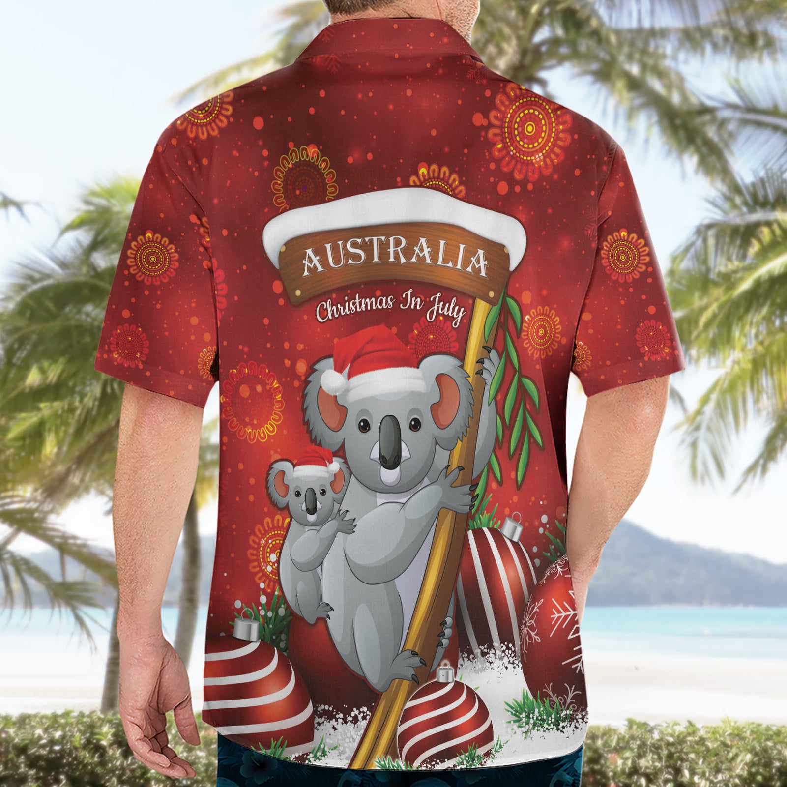 Australia Koala Hawaiian Shirt Christmas In July - Red - Vibe Hoodie Shop