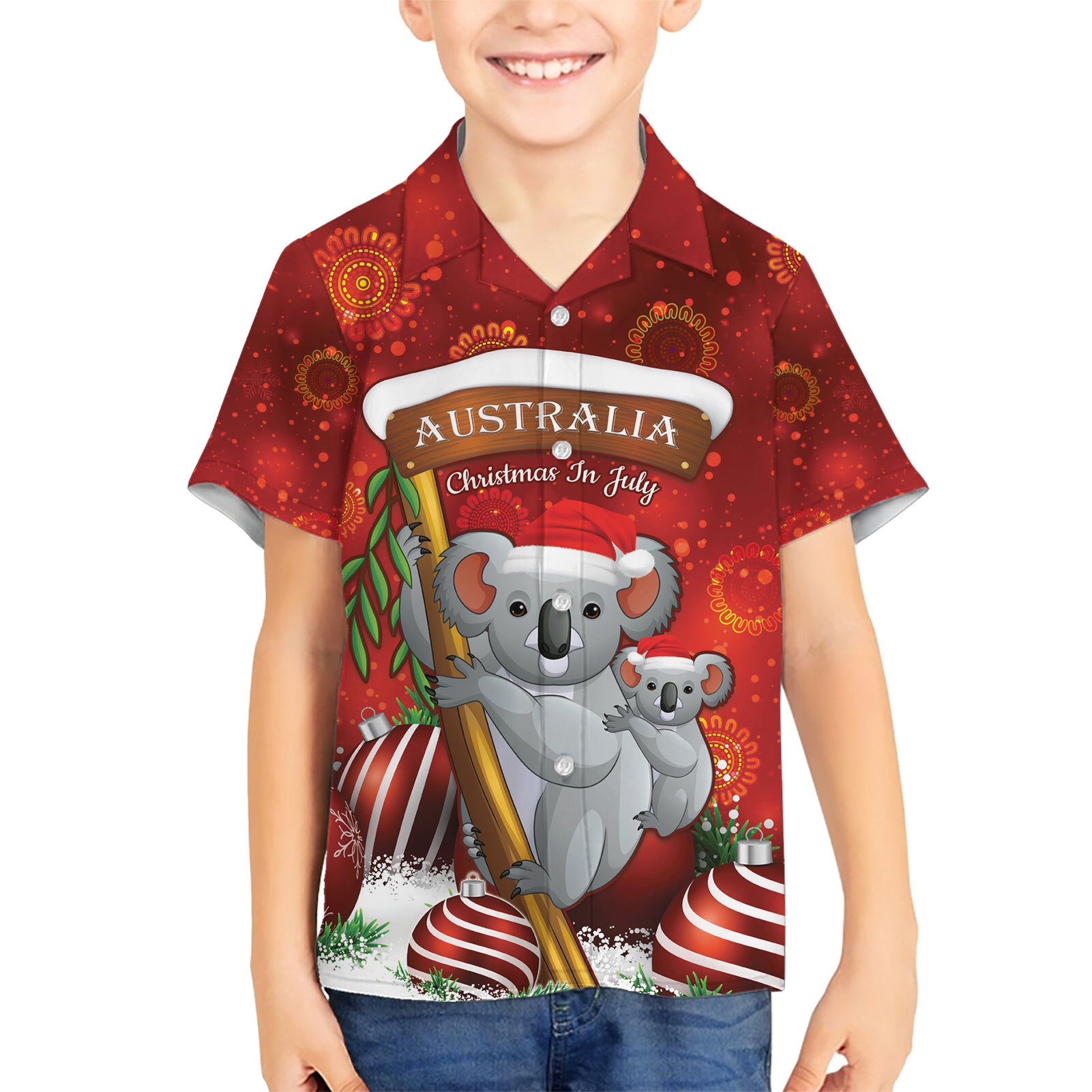 Australia Koala Hawaiian Shirt Christmas In July - Red - Vibe Hoodie Shop