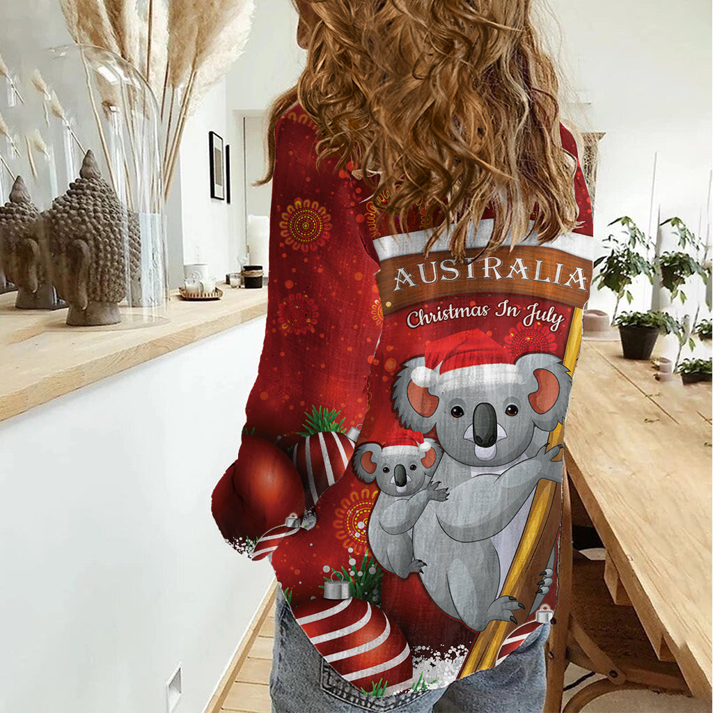 Australia Koala Women Casual Shirt Christmas In July - Red - Vibe Hoodie Shop