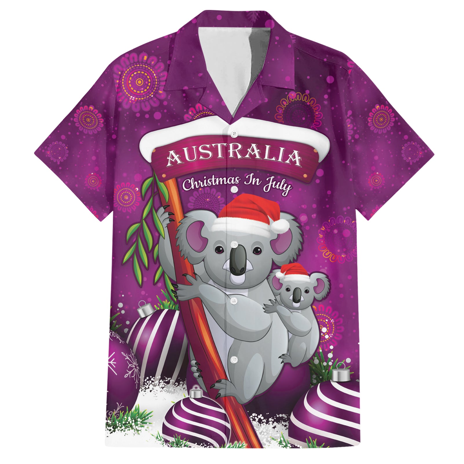 Australia Koala Hawaiian Shirt Christmas In July - Purple - Vibe Hoodie Shop