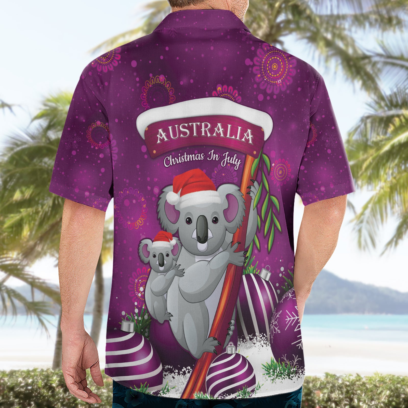 Australia Koala Hawaiian Shirt Christmas In July - Purple - Vibe Hoodie Shop