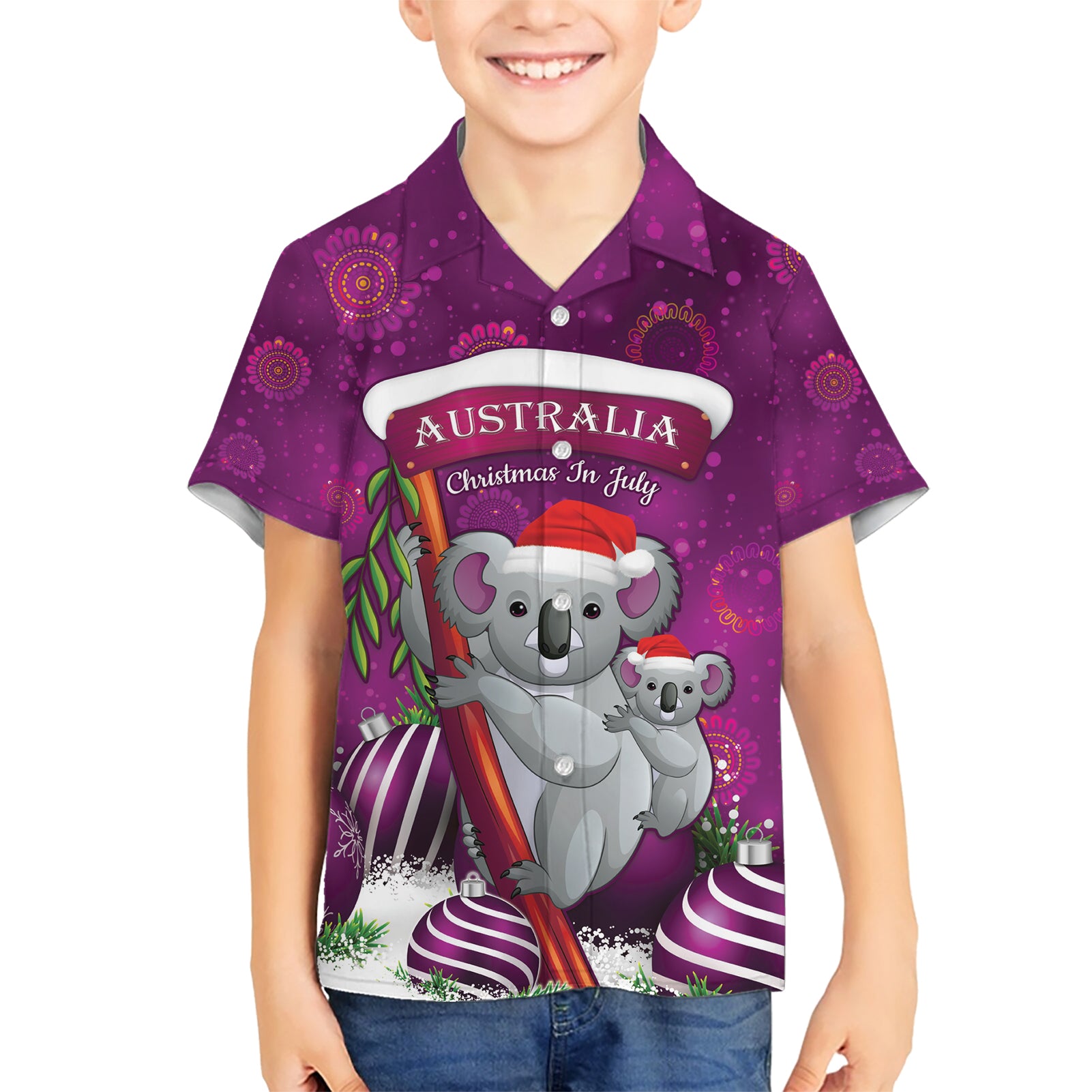 Australia Koala Hawaiian Shirt Christmas In July - Purple - Vibe Hoodie Shop