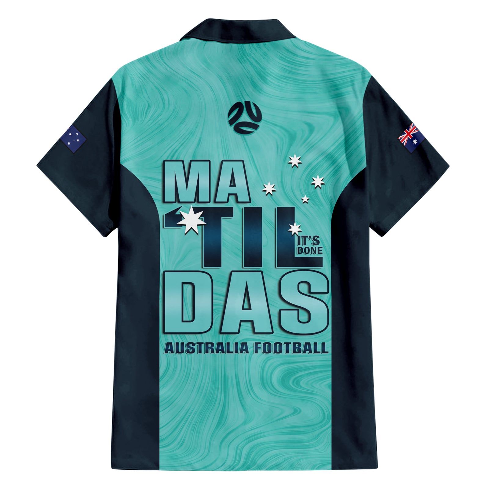 Australia Soccer Hawaiian Shirt Raso Matildas Turquoise Version - Vibe Hoodie Shop