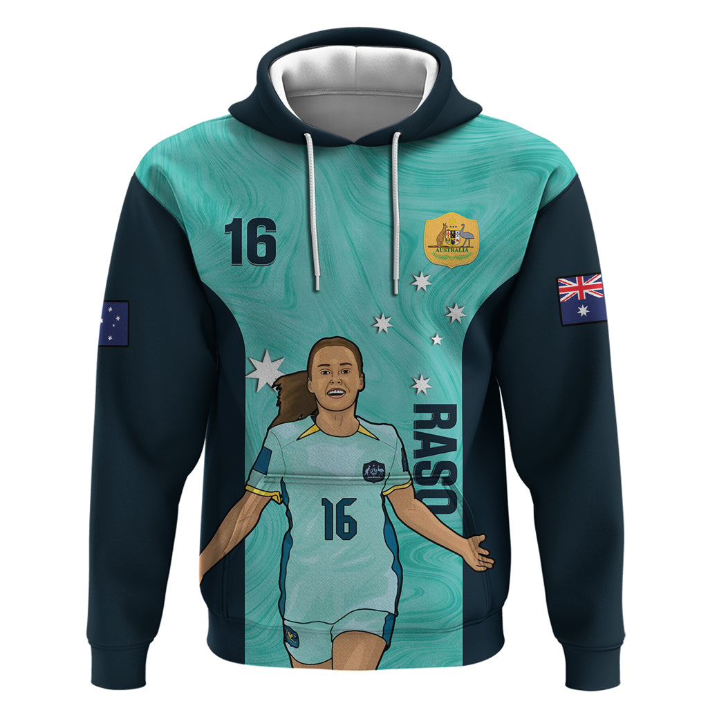 Australia Soccer Hoodie Raso Matildas Turquoise Version - Vibe Hoodie Shop