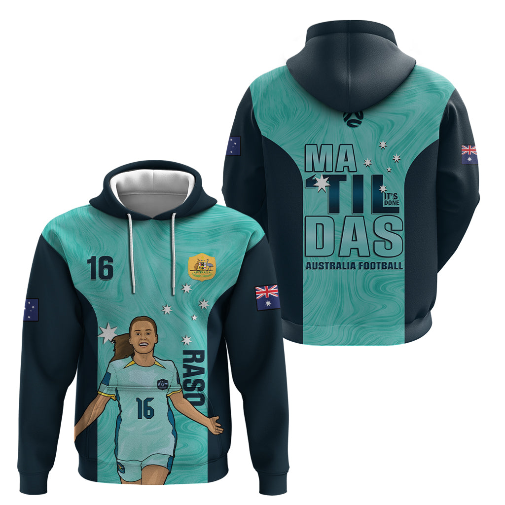 Australia Soccer Hoodie Raso Matildas Turquoise Version - Vibe Hoodie Shop