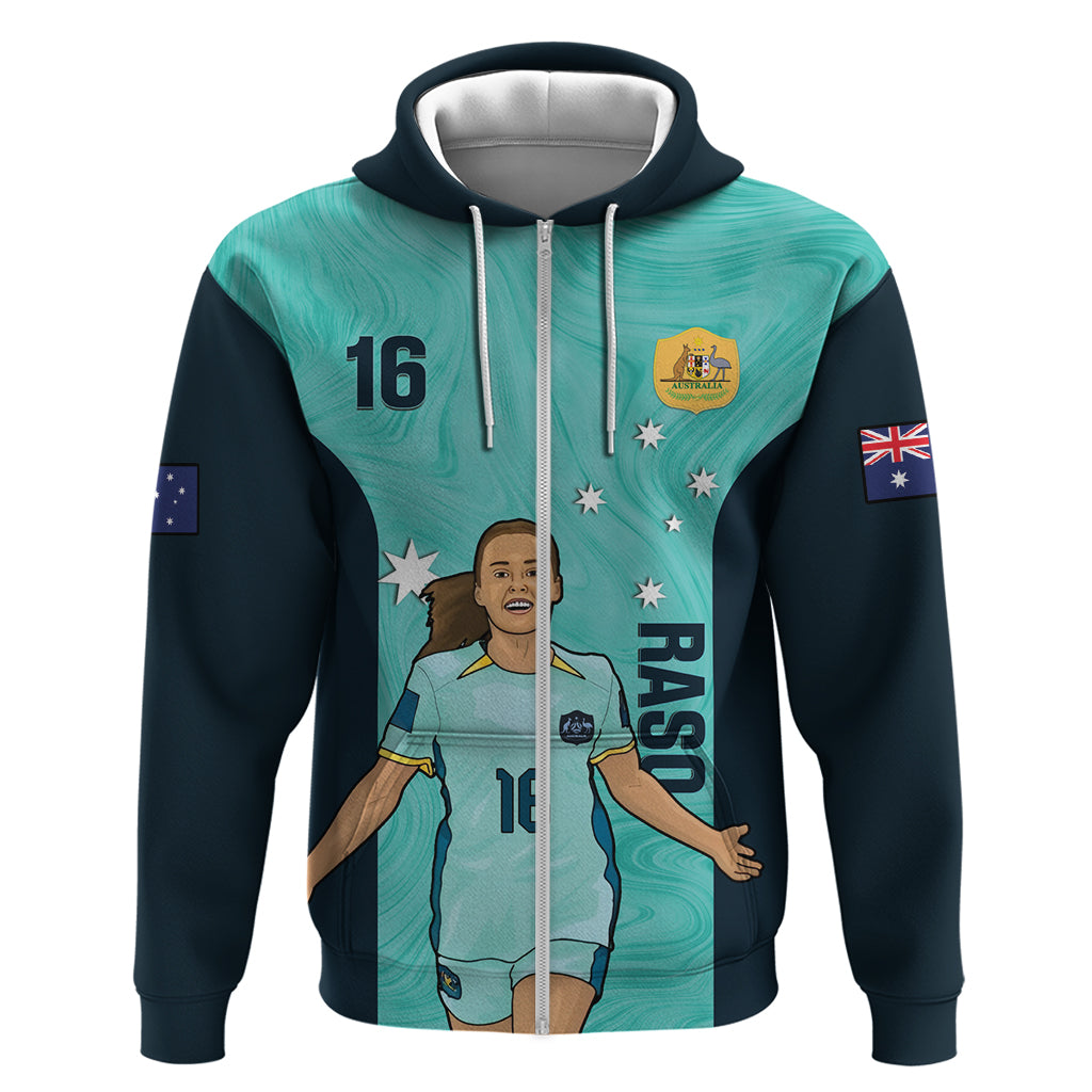 Australia Soccer Hoodie Raso Matildas Turquoise Version - Vibe Hoodie Shop