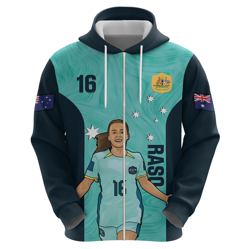 Australia Soccer Hoodie Raso Matildas Turquoise Version - Vibe Hoodie Shop