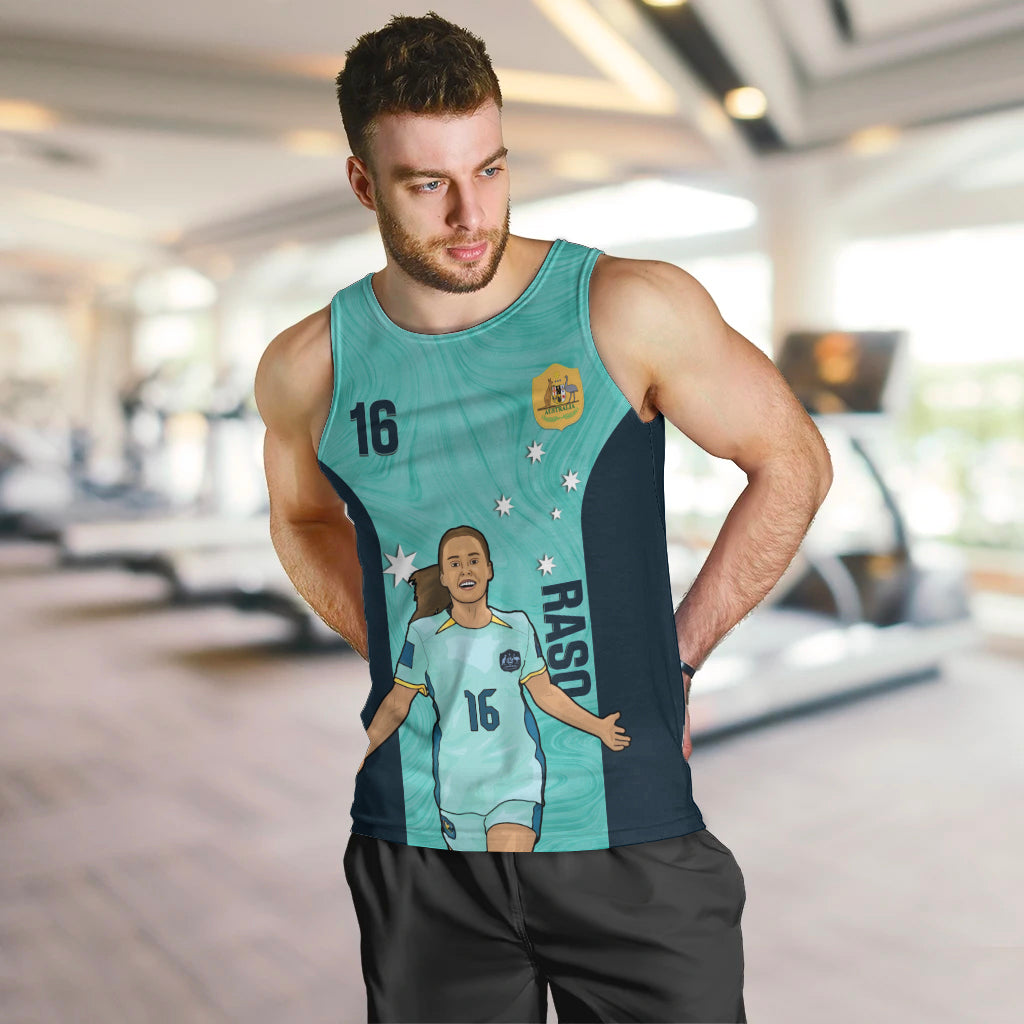 Australia Soccer Men Tank Top Raso Matildas Turquoise Version - Vibe Hoodie Shop