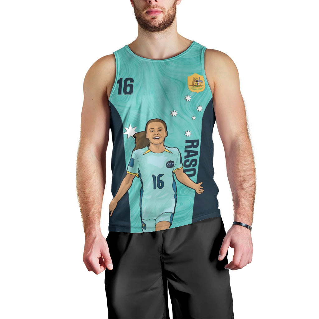 Australia Soccer Men Tank Top Raso Matildas Turquoise Version - Vibe Hoodie Shop
