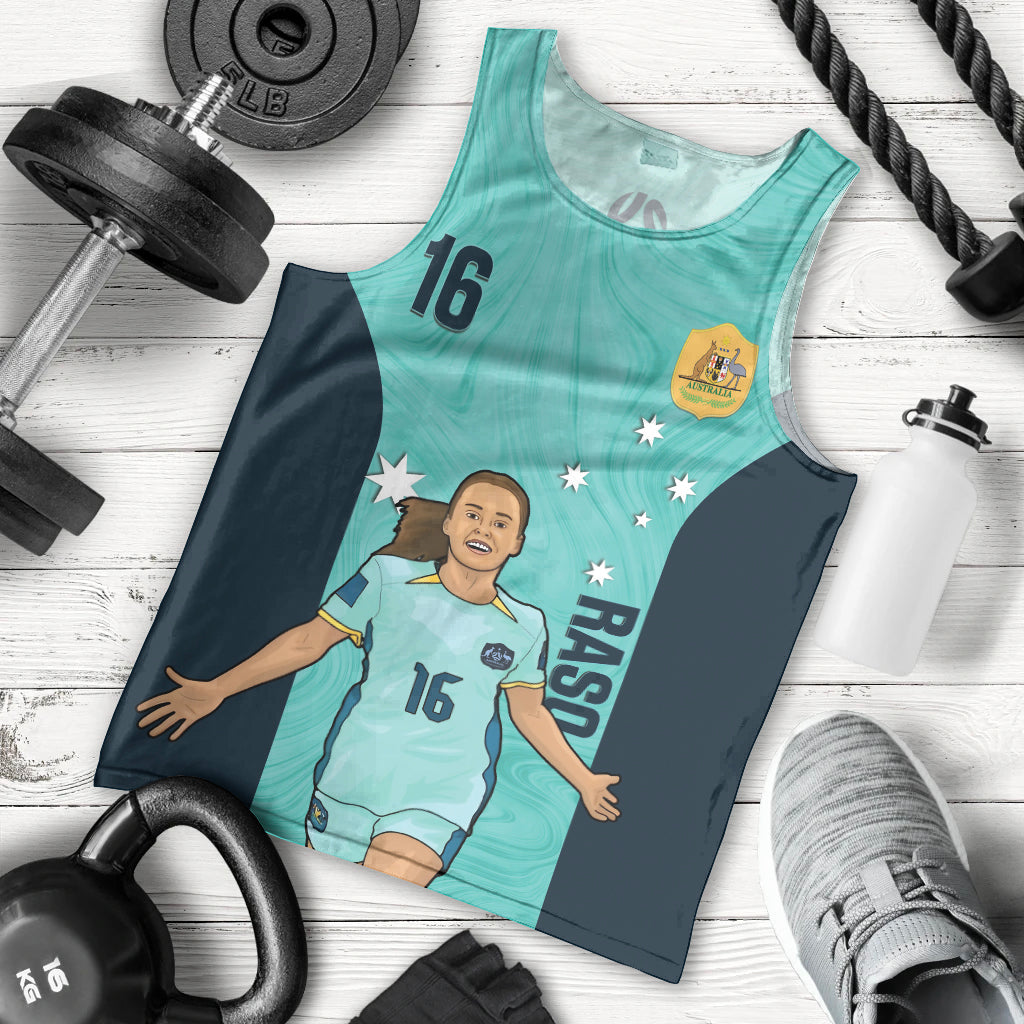 Australia Soccer Men Tank Top Raso Matildas Turquoise Version - Vibe Hoodie Shop