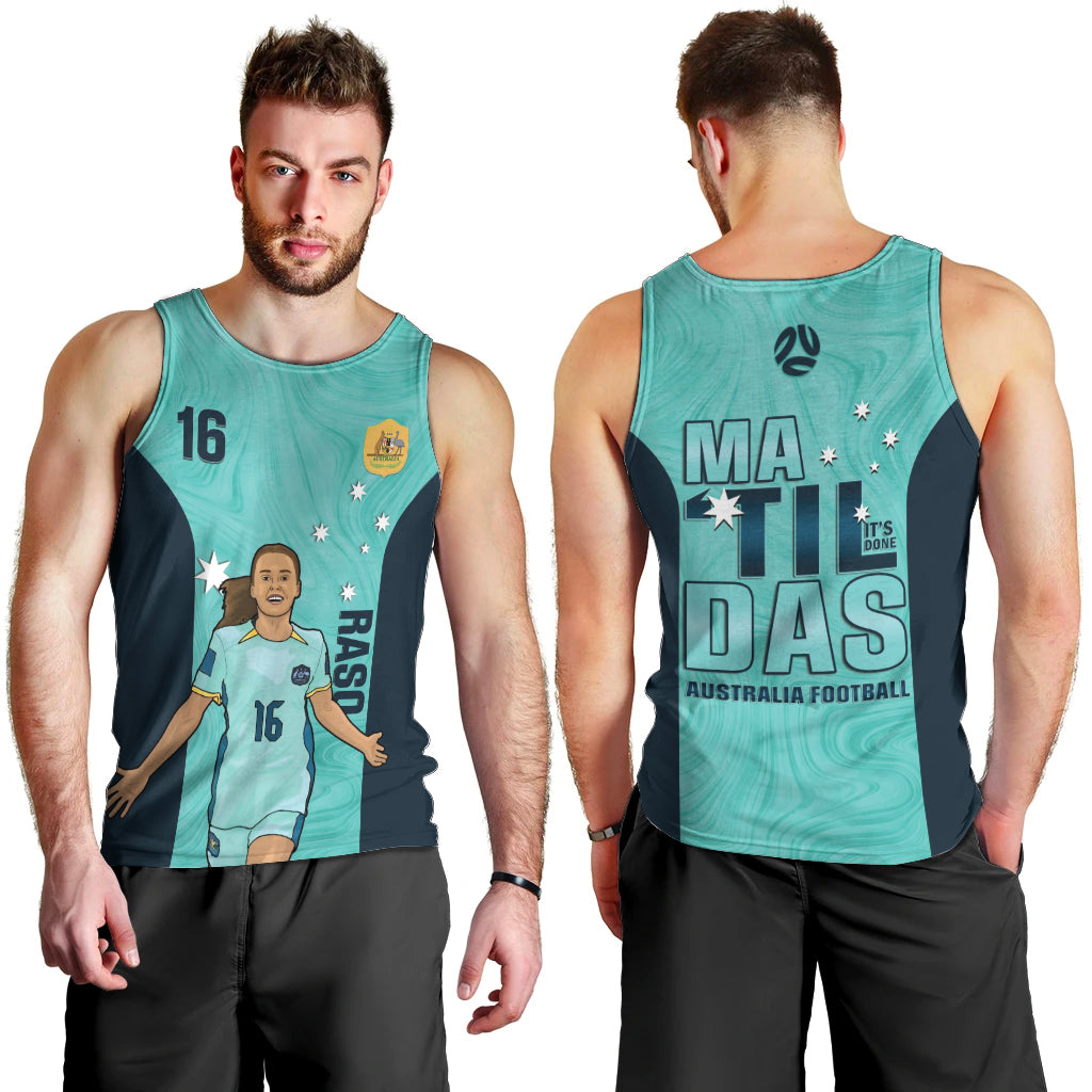 Australia Soccer Men Tank Top Raso Matildas Turquoise Version - Vibe Hoodie Shop