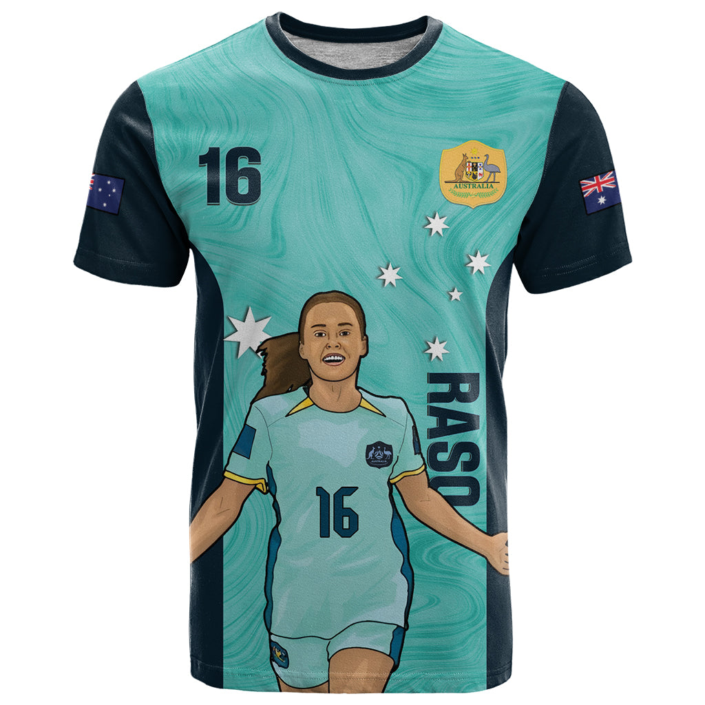 Australia Soccer T Shirt Raso Matildas Turquoise Version - Vibe Hoodie Shop