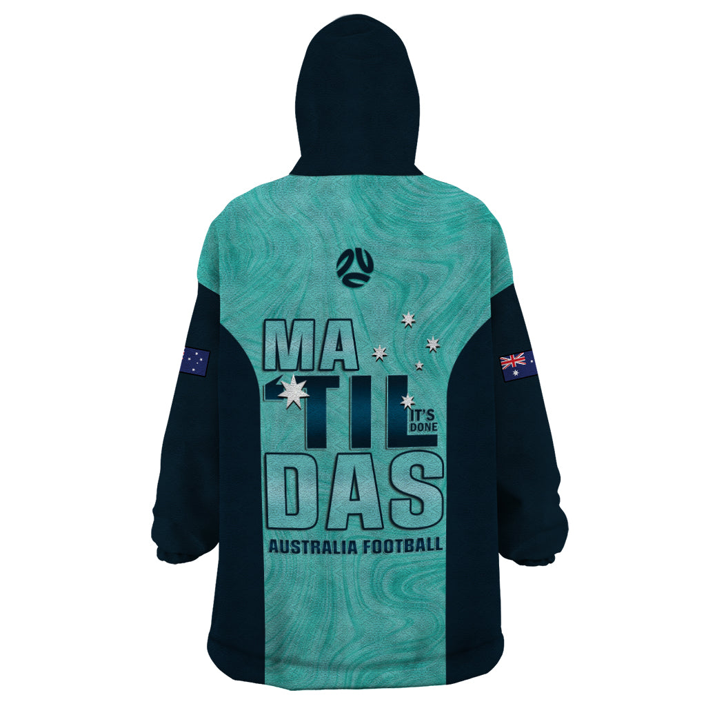 Australia Soccer Wearable Blanket Hoodie Raso Matildas Turquoise Version - Vibe Hoodie Shop