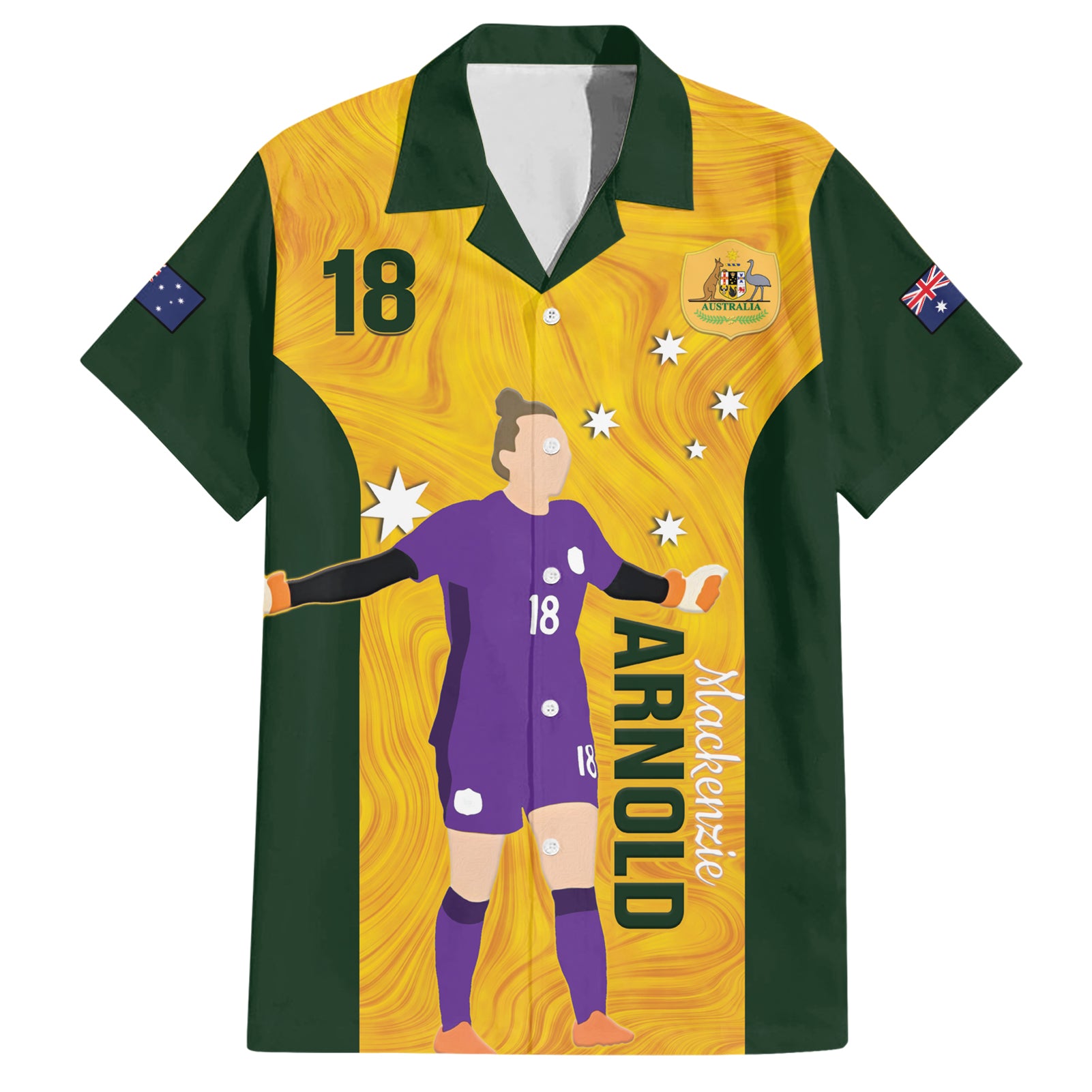 Australia Soccer Hawaiian Shirt Arnold Matildas Gold Version - Vibe Hoodie Shop