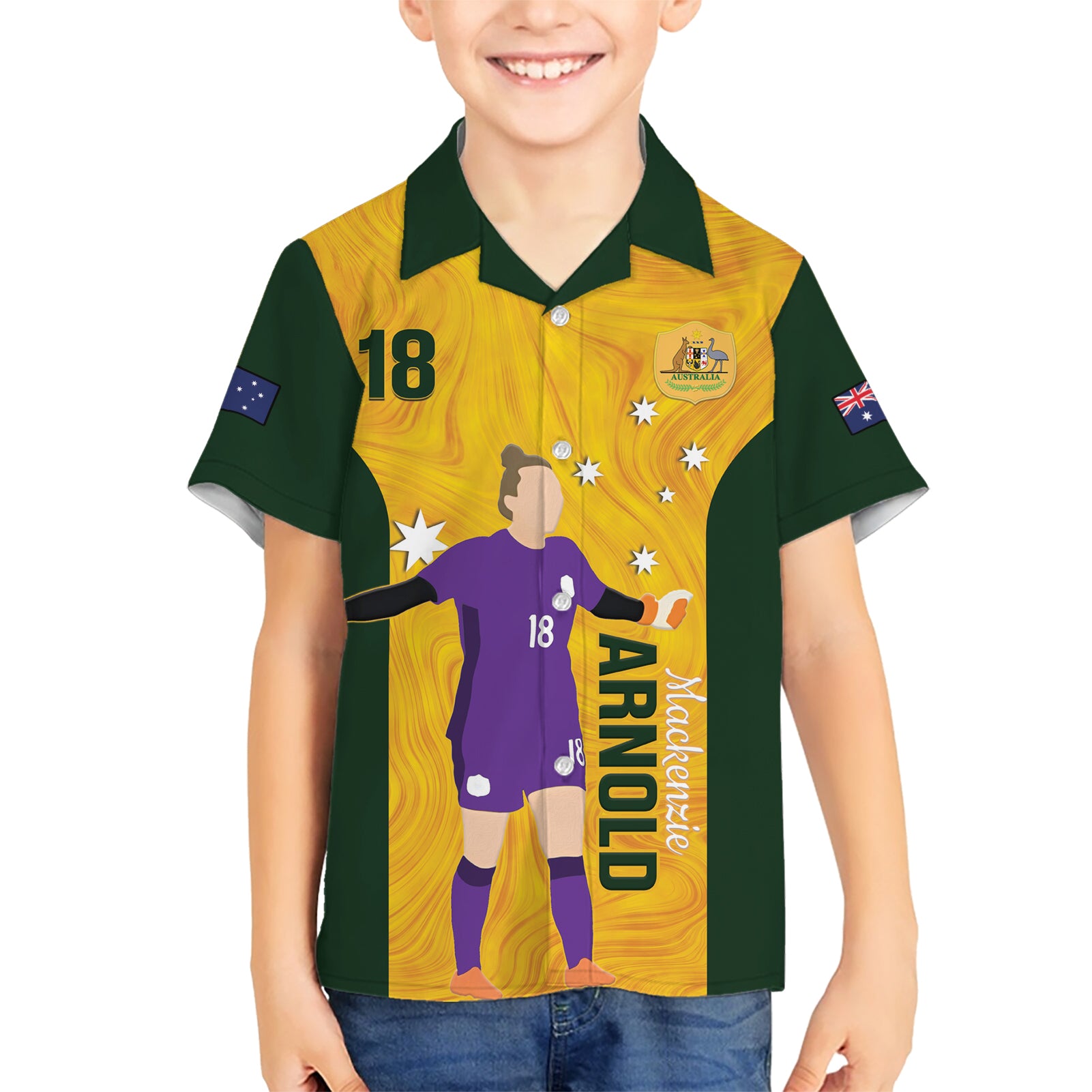 Australia Soccer Hawaiian Shirt Arnold Matildas Gold Version - Vibe Hoodie Shop