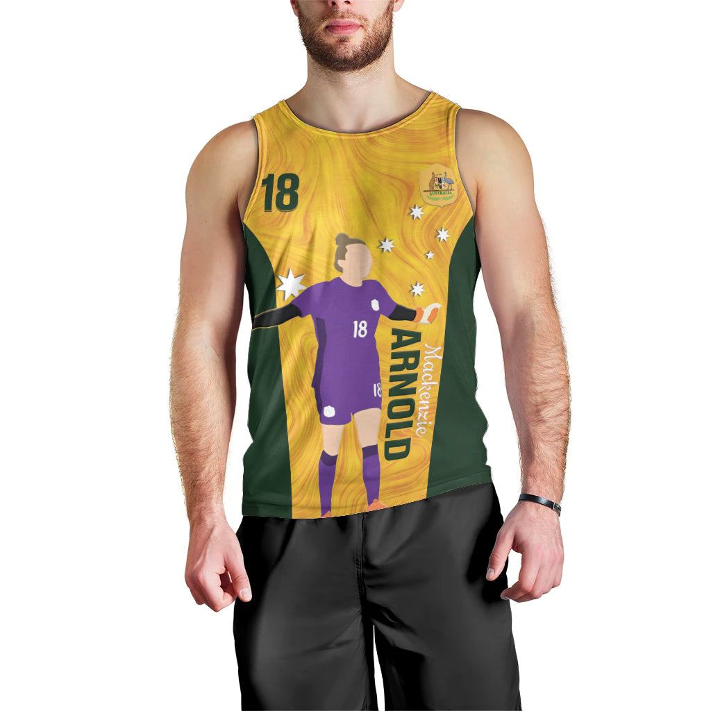 Australia Soccer Men Tank Top Arnold Matildas Gold Version - Vibe Hoodie Shop