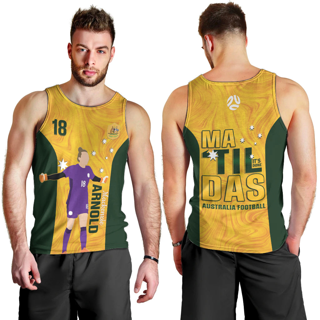 Australia Soccer Men Tank Top Arnold Matildas Gold Version - Vibe Hoodie Shop