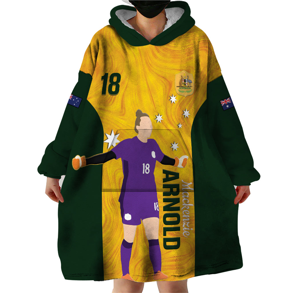 Australia Soccer Wearable Blanket Hoodie Arnold Matildas Gold Version - Vibe Hoodie Shop